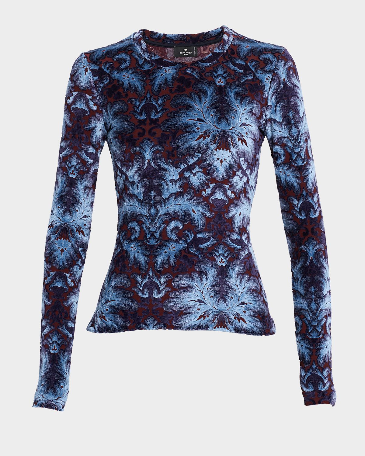 Etro Panne Velvet Long-Sleeve Top