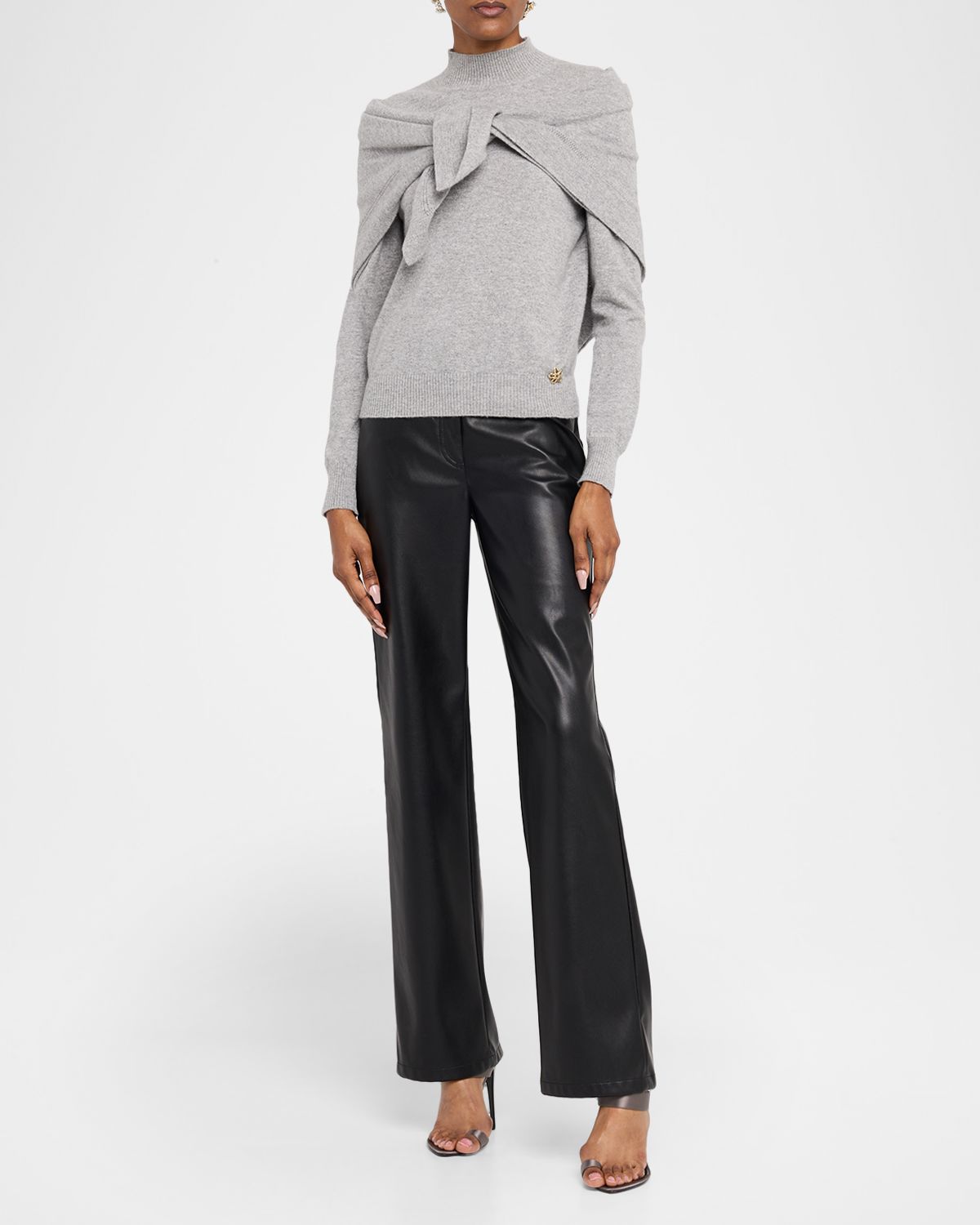 Oscar de la Renta Mockneck Cashmere Knit Scarf Sweater