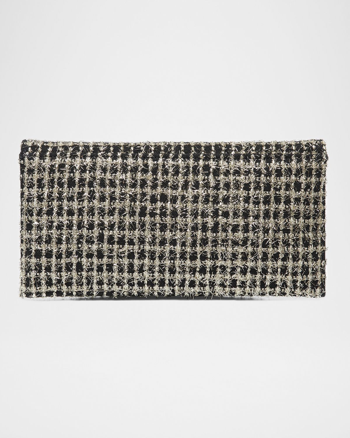 MICHELLE WILHITE Eloise Flap Fringe Grid Clutch Bag