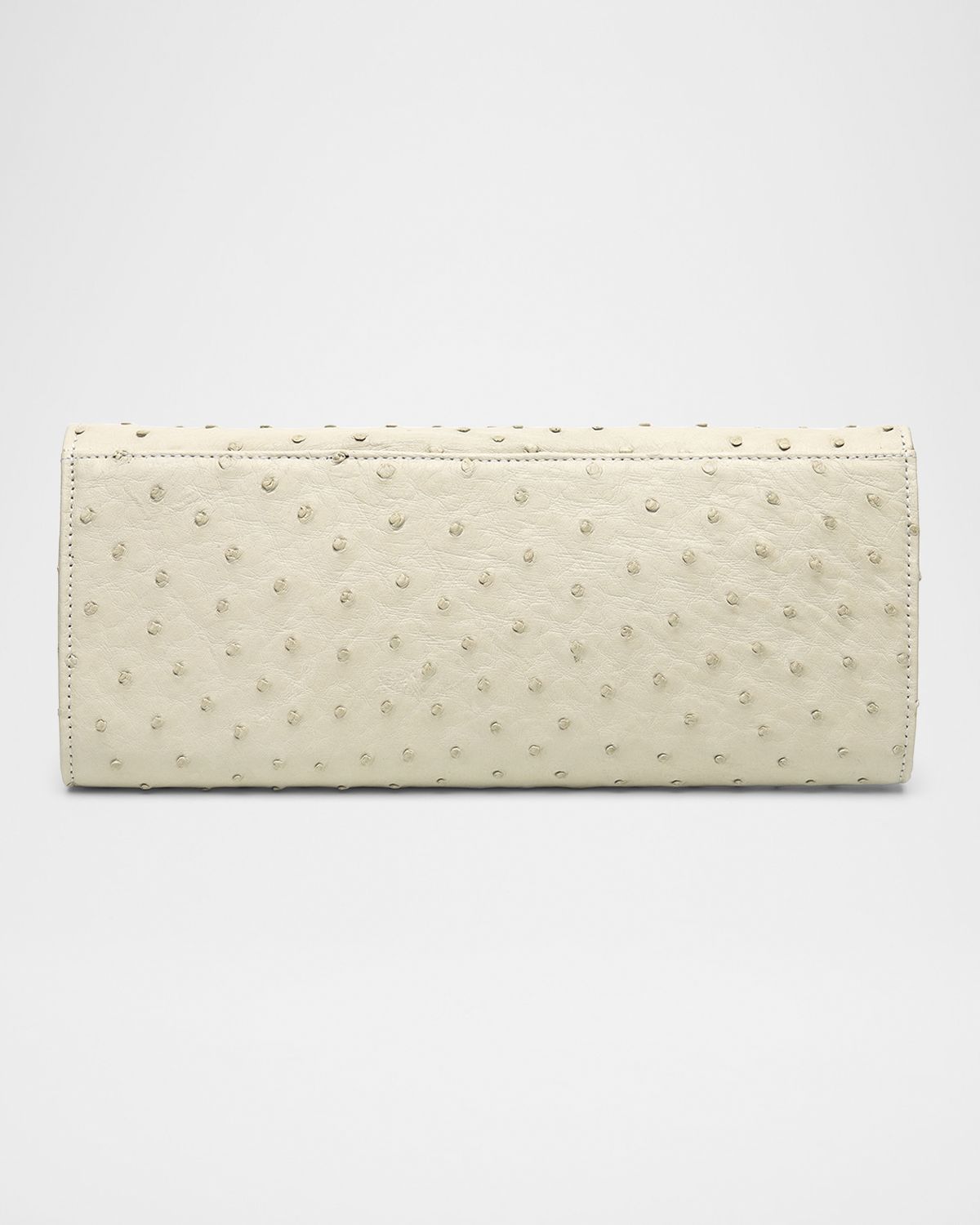 MICHELLE WILHITE Robbie Ostrich Leather Flap Clutch Bag