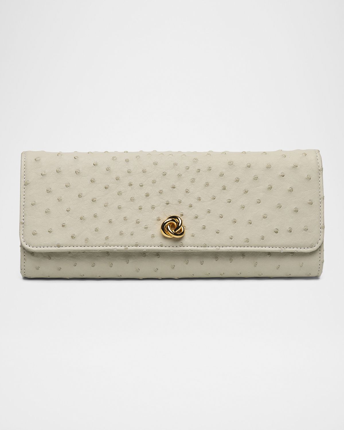 MICHELLE WILHITE Robbie Ostrich Leather Flap Clutch Bag