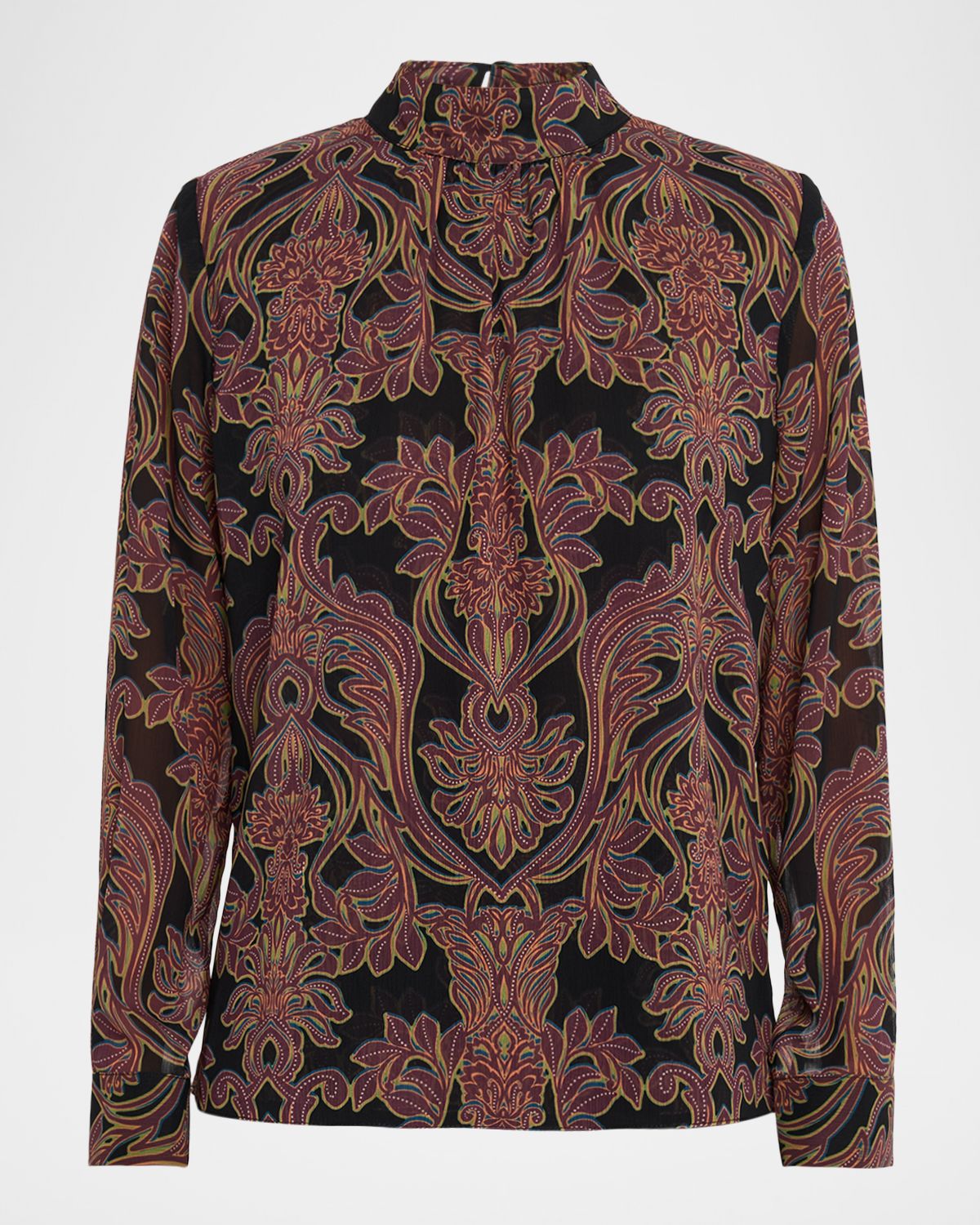 MISA Los Angeles Studded Flora Annie Mock-Neck Blouse