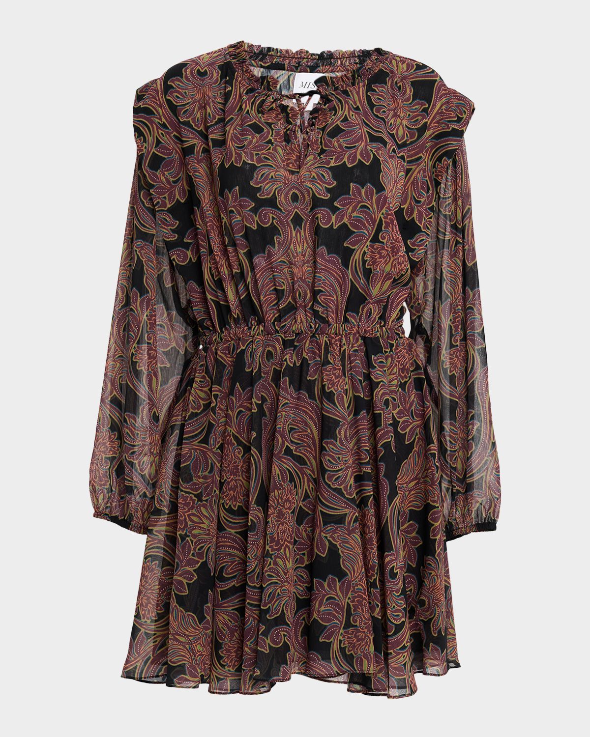 MISA Los Angeles Studded Flora Lilly Long-Sleeve Mini Dress