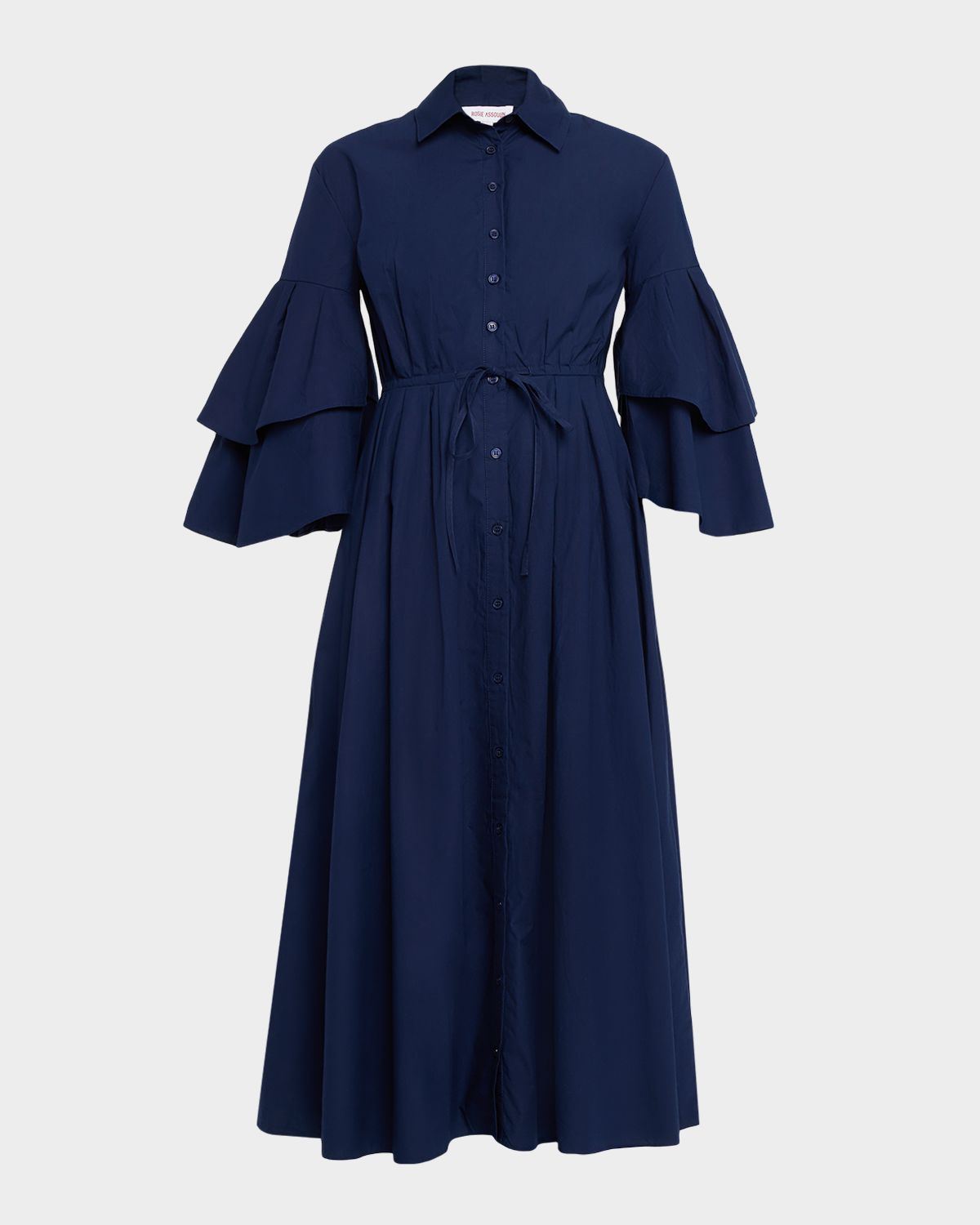 Rosie Assoulin Fiesta Ruffle-Sleeve Midi Shirtdress