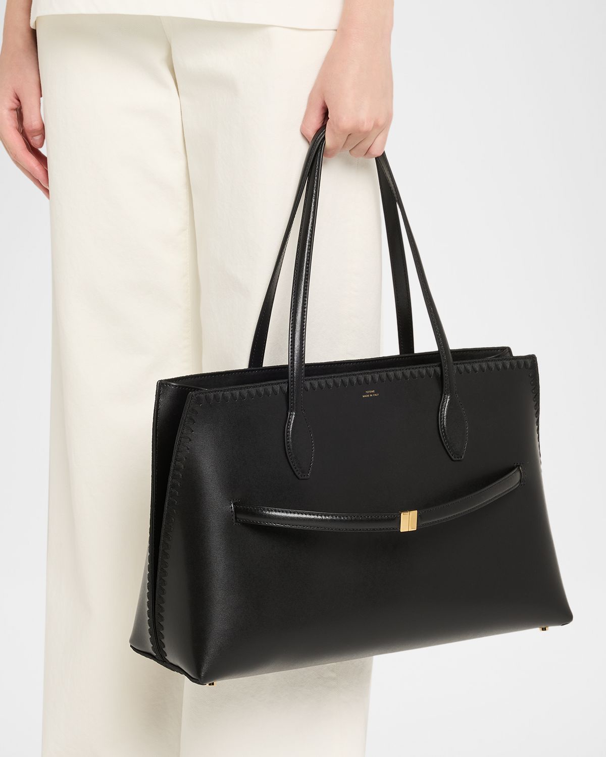 Toteme Embroidered Leather Lounge Tote Bag