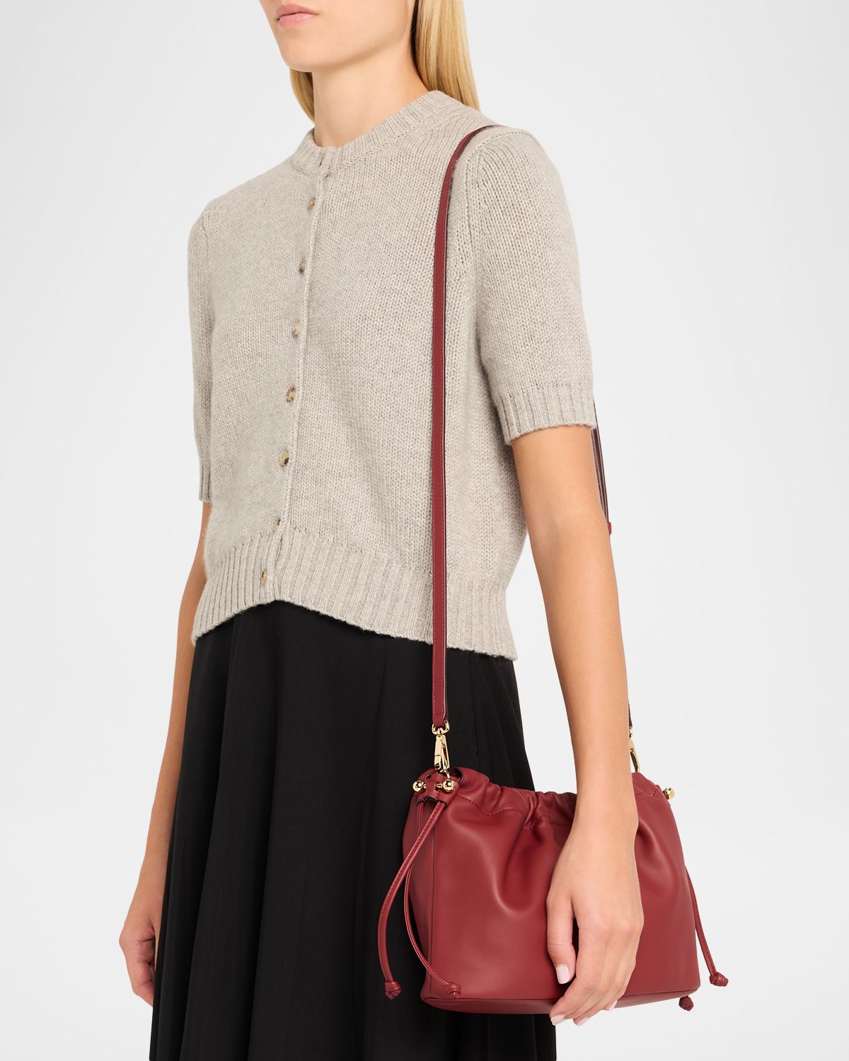 STRATHBERRY Charlotte Midi Nappa Leather Drawstring Bag