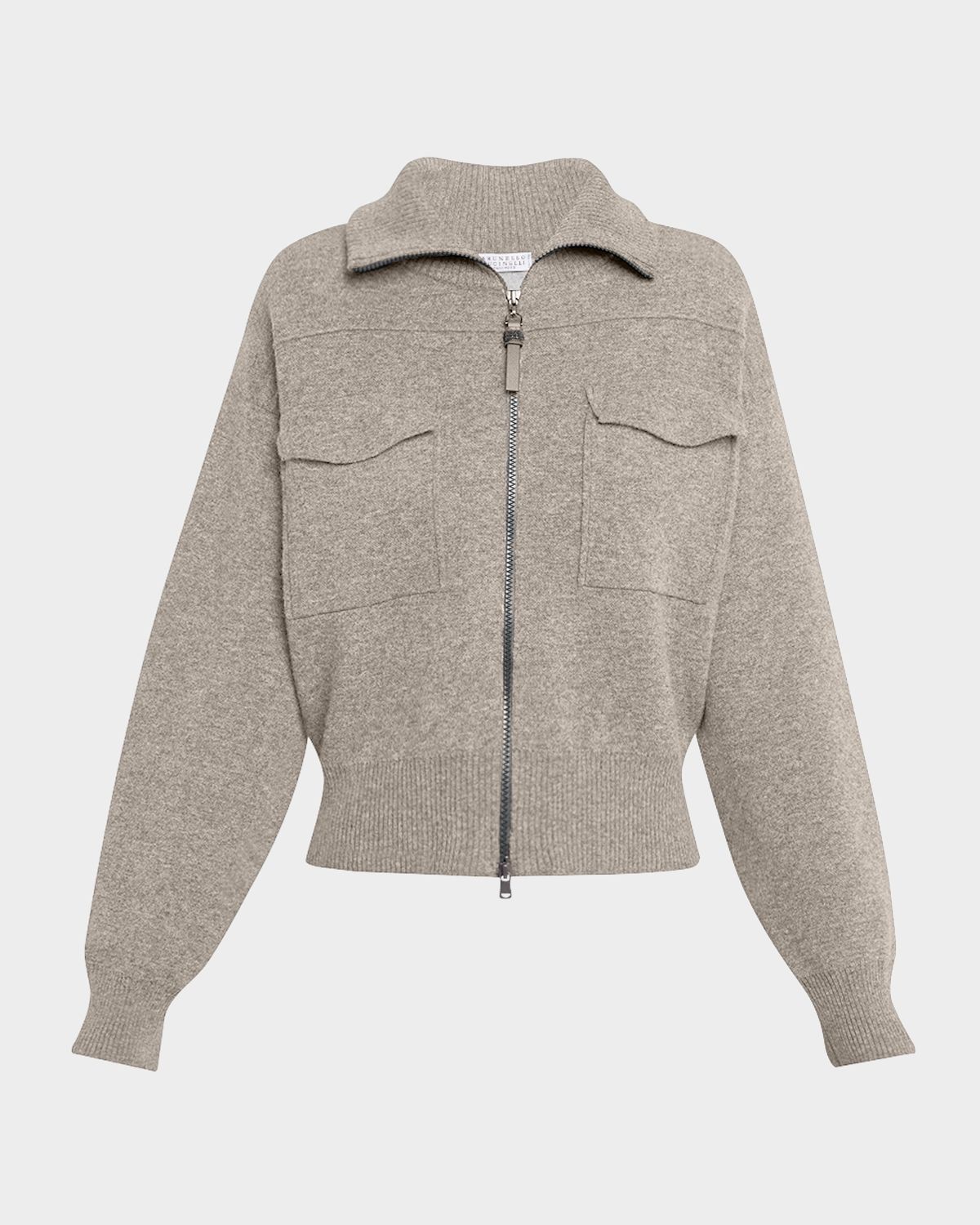 Brunello Cucinelli Cashmere Knit Safari Zip Jacket