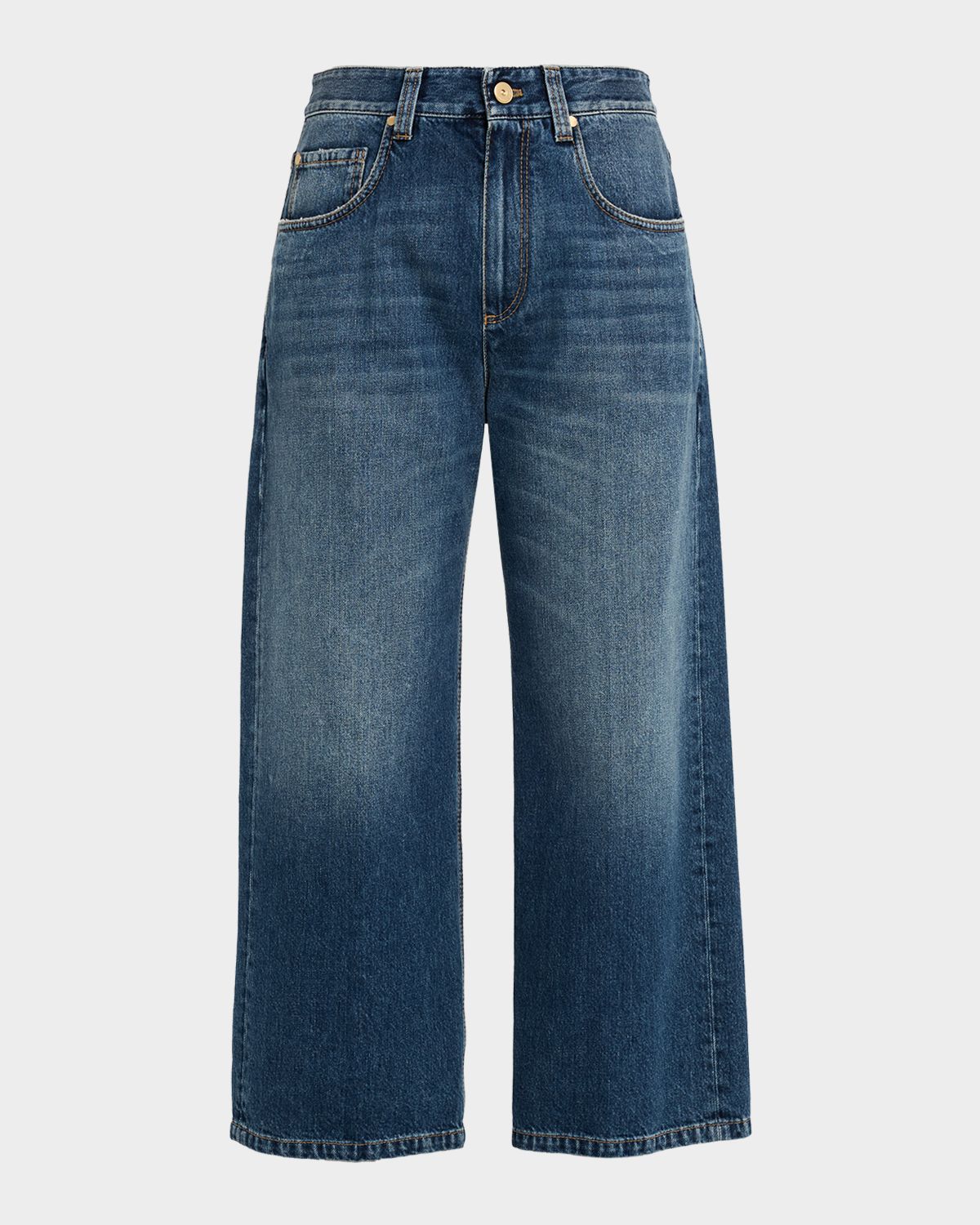 Brunello Cucinelli Authentic Denim Wide-Leg Ankle Jeans