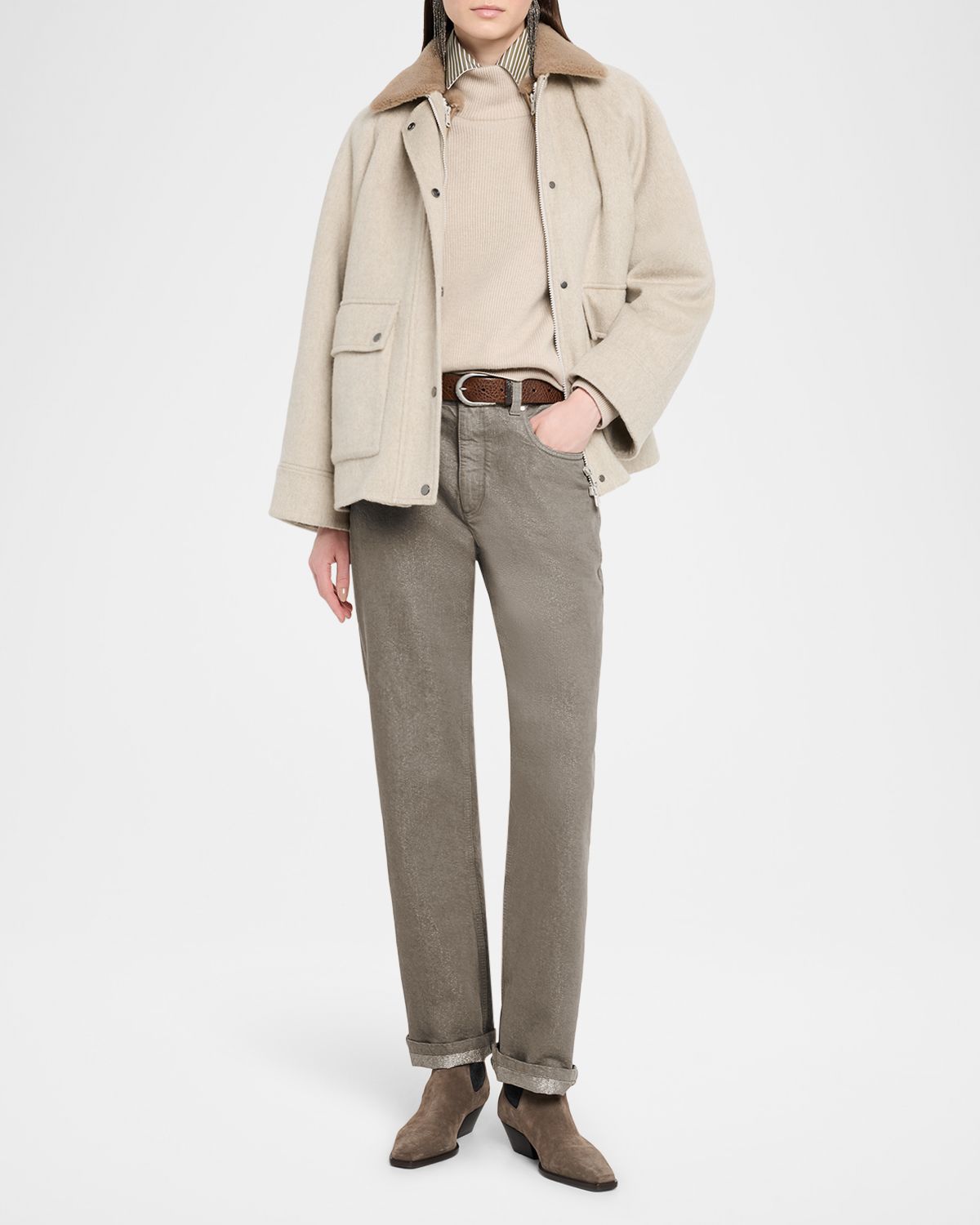 Brunello Cucinelli Dyed Lurex Straight Boyfriend Jeans