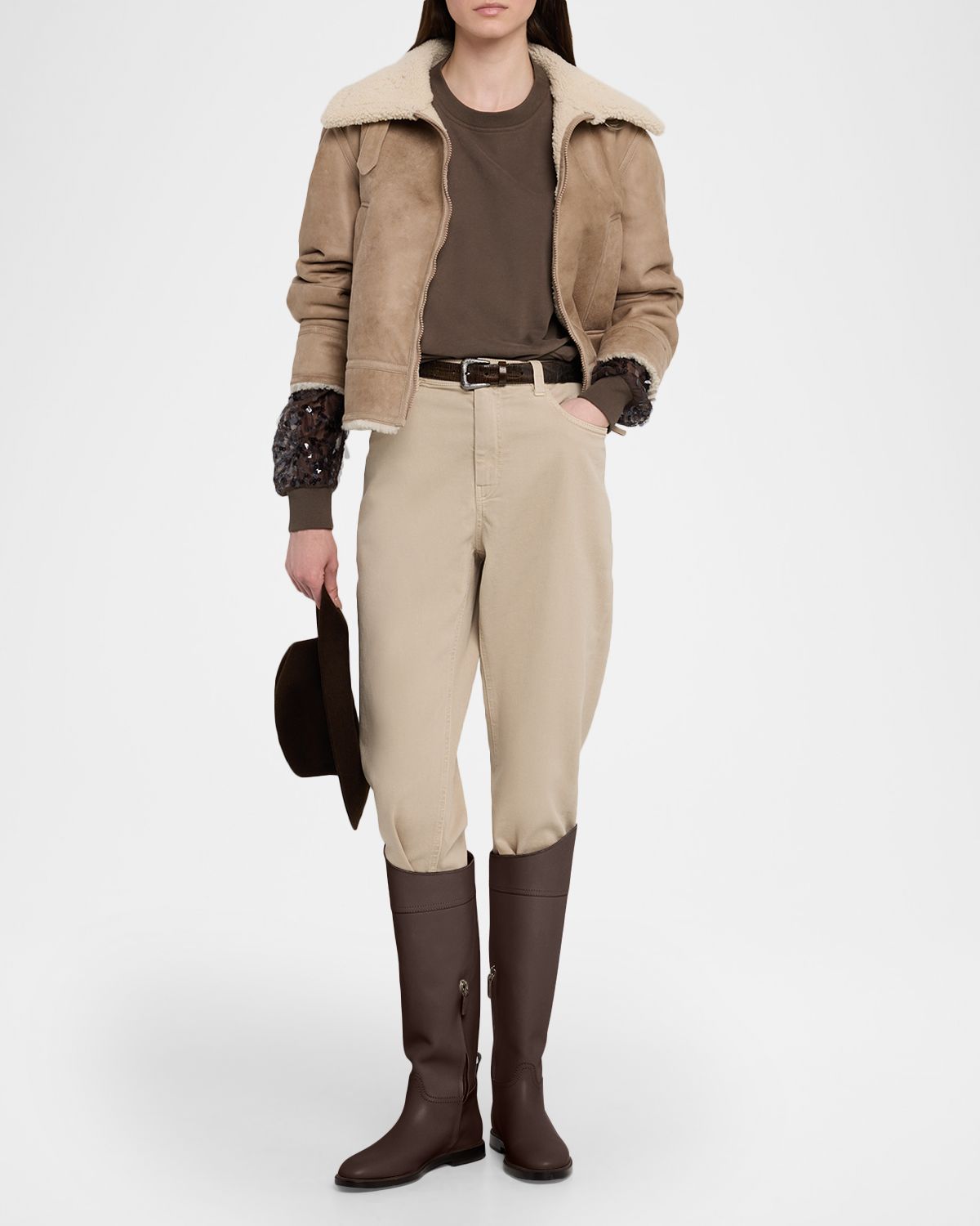 Brunello Cucinelli Vintage Shearling and Suede Jacket