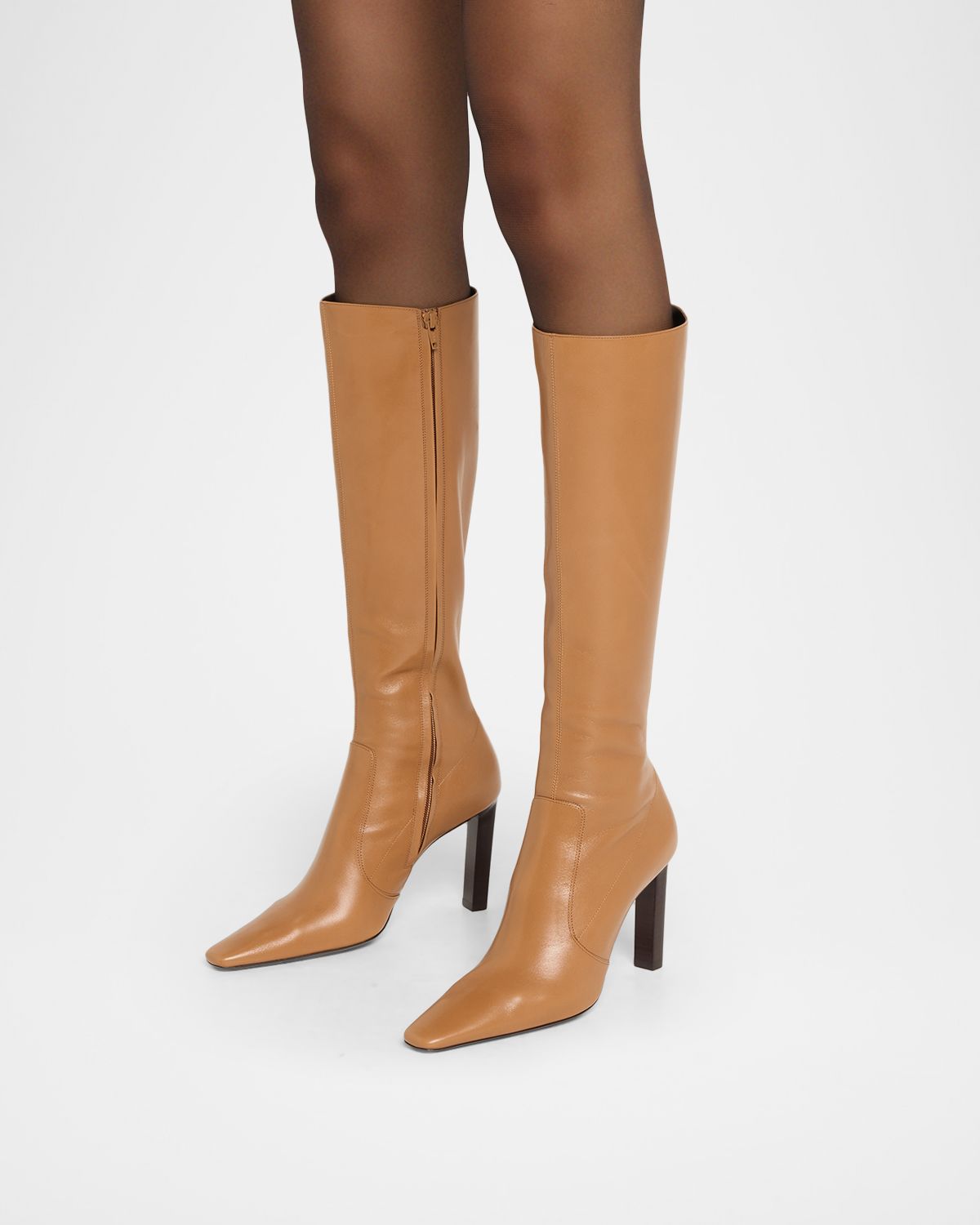 Saint Laurent Francoise Smooth Leather Knee-High Boots