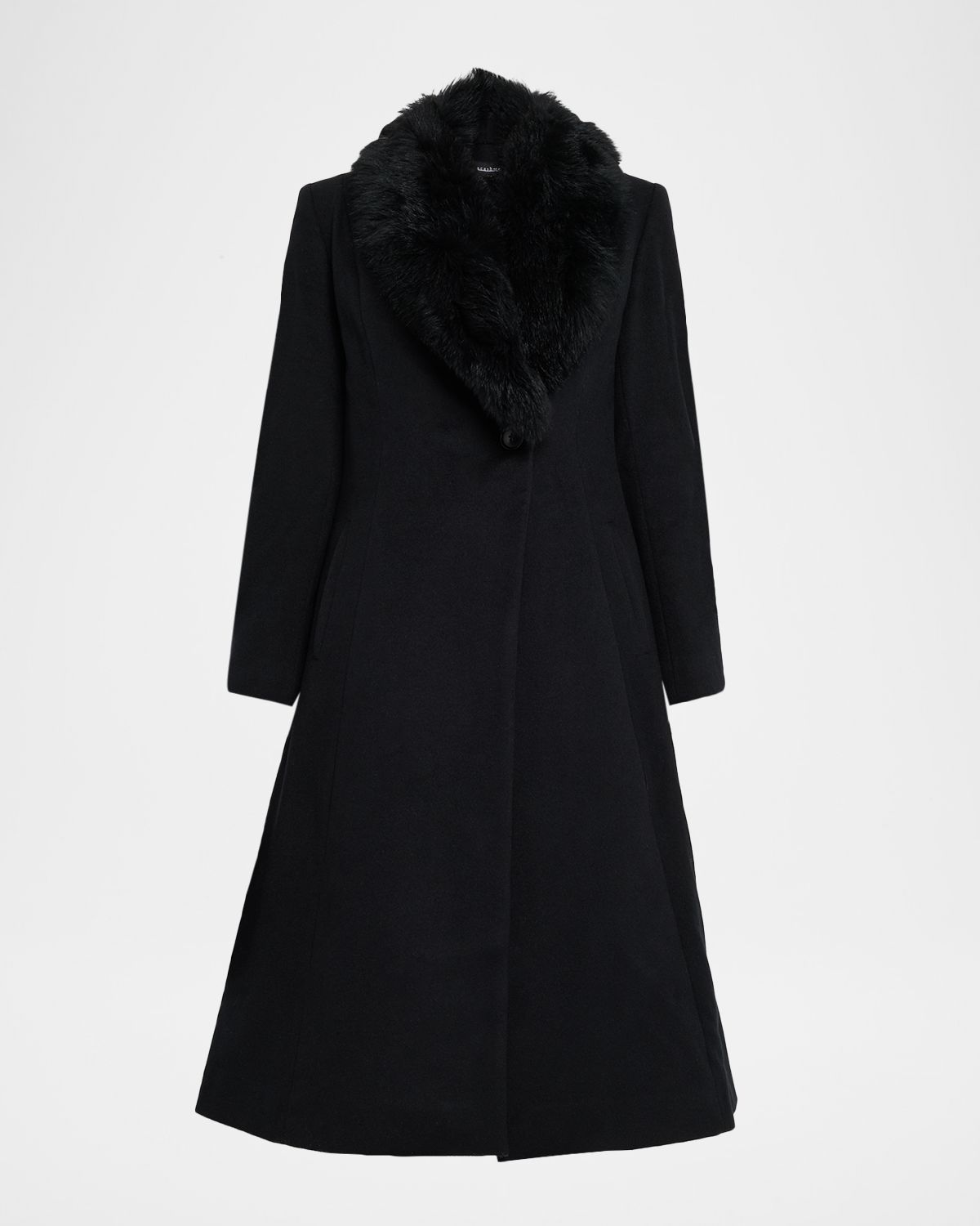Sofia Cashmere Single-Breasted Coat with Shearling Collar