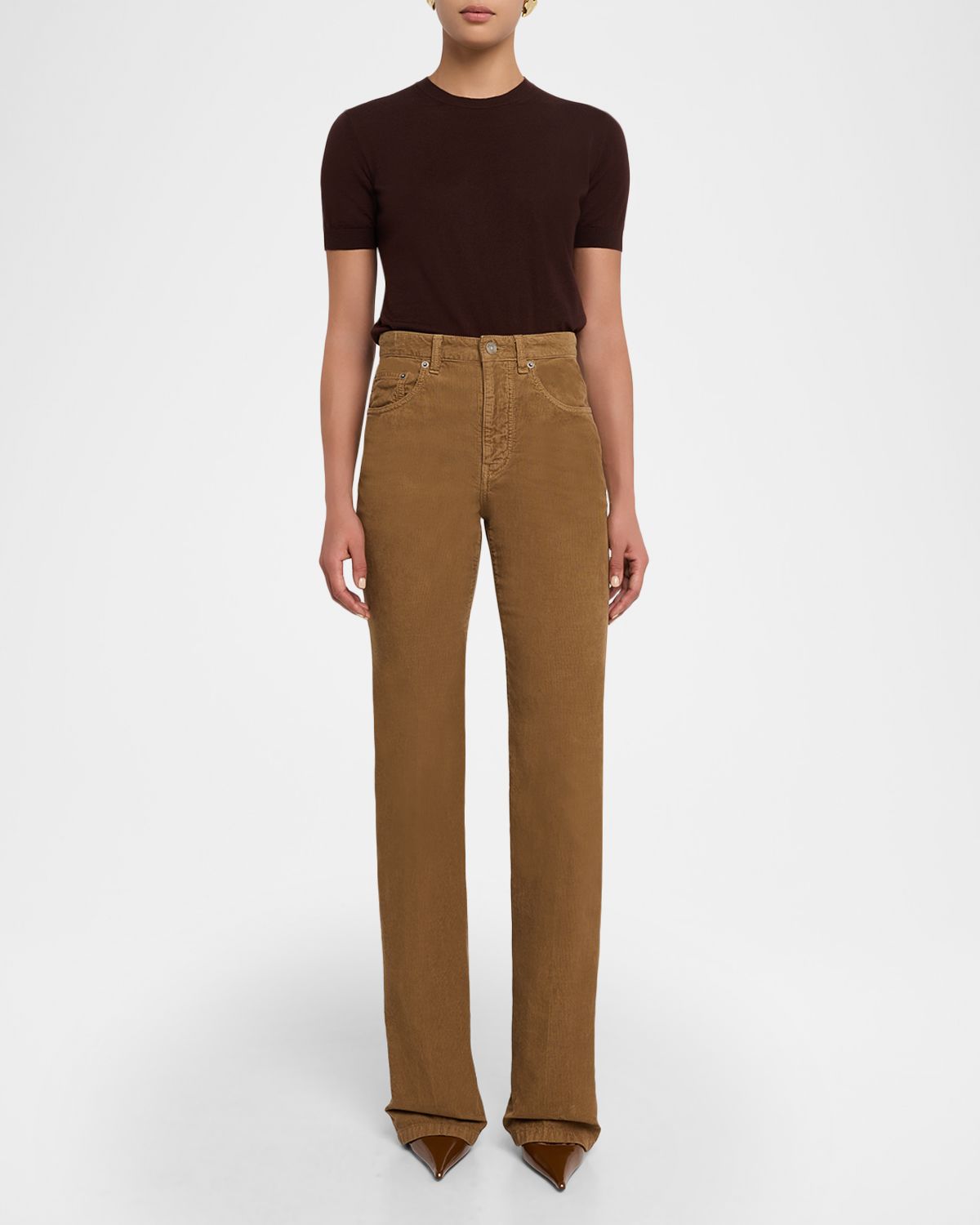 Saint Laurent Corduroy Bootcut-Leg Pants