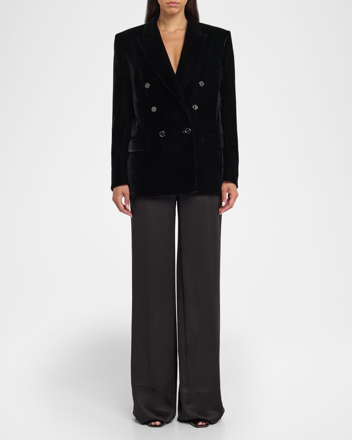 Saint Laurent Velvet Double-Breasted Blazer