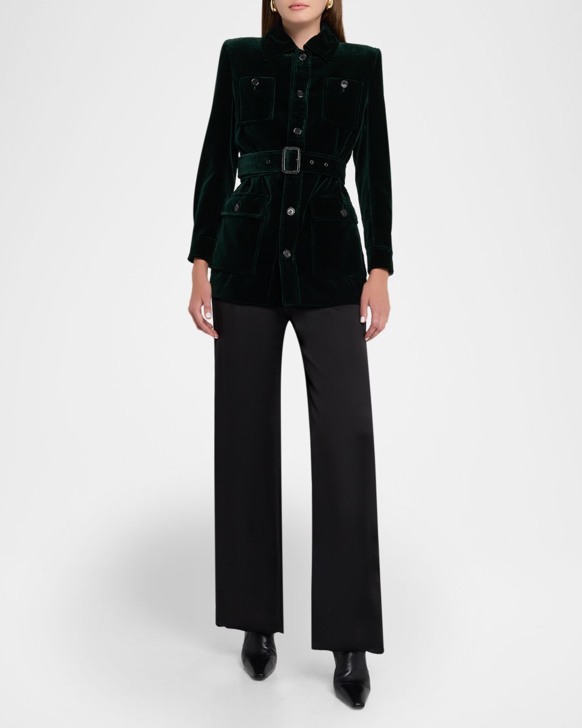 Saint Laurent Saharienne Belted Cotton Velvet Jacket
