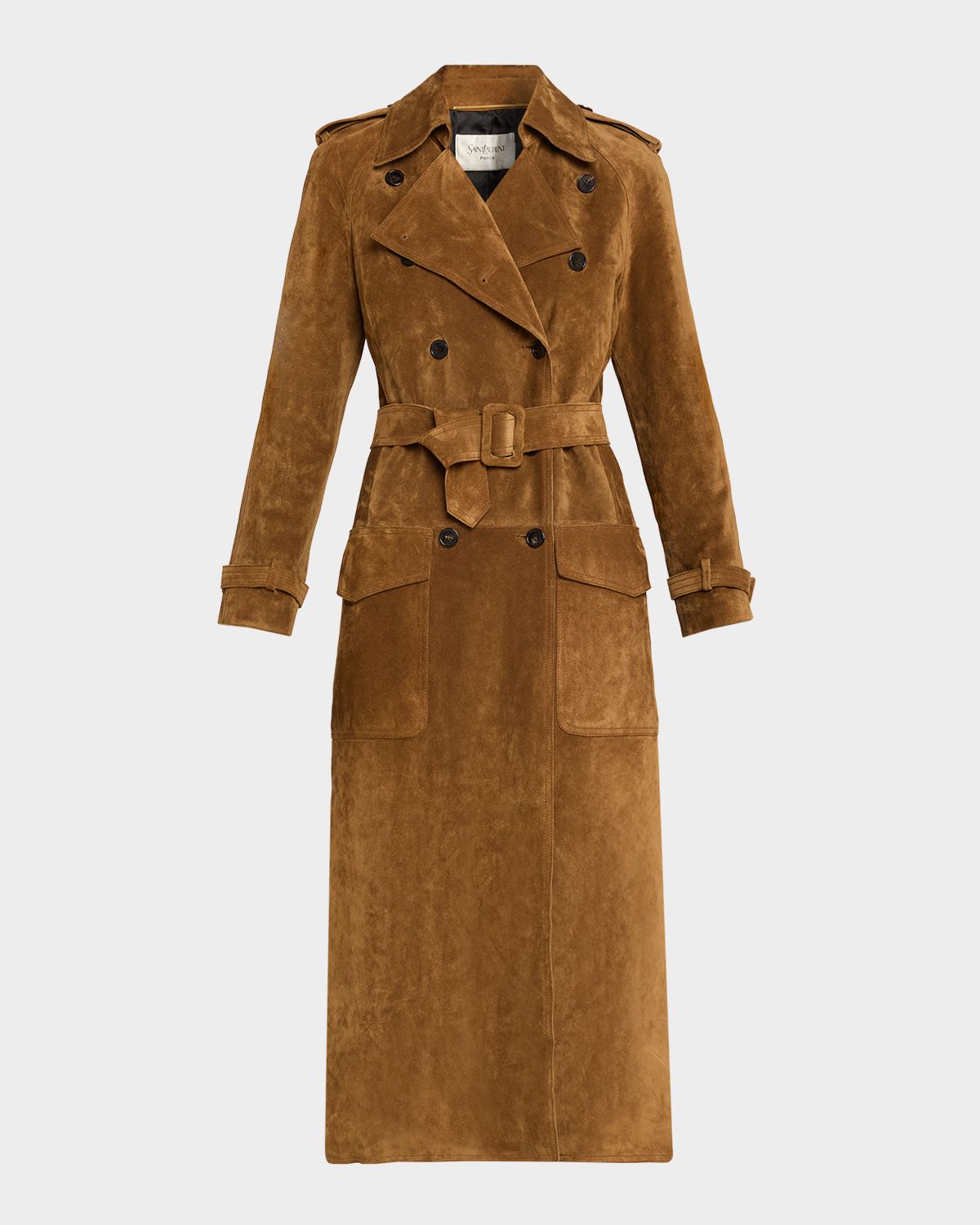 Saint Laurent Belted Suede Trench Coat