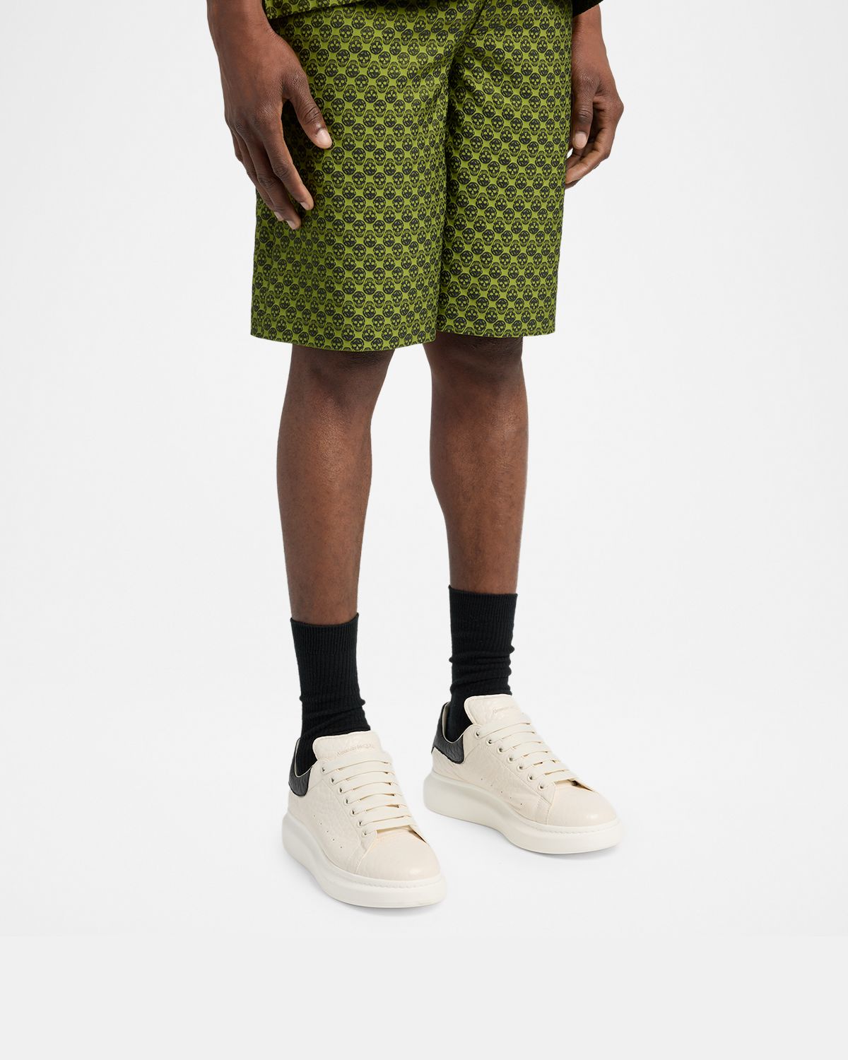 McQueen Men 's Oversized Grainy Leather Low-Top Sneakers