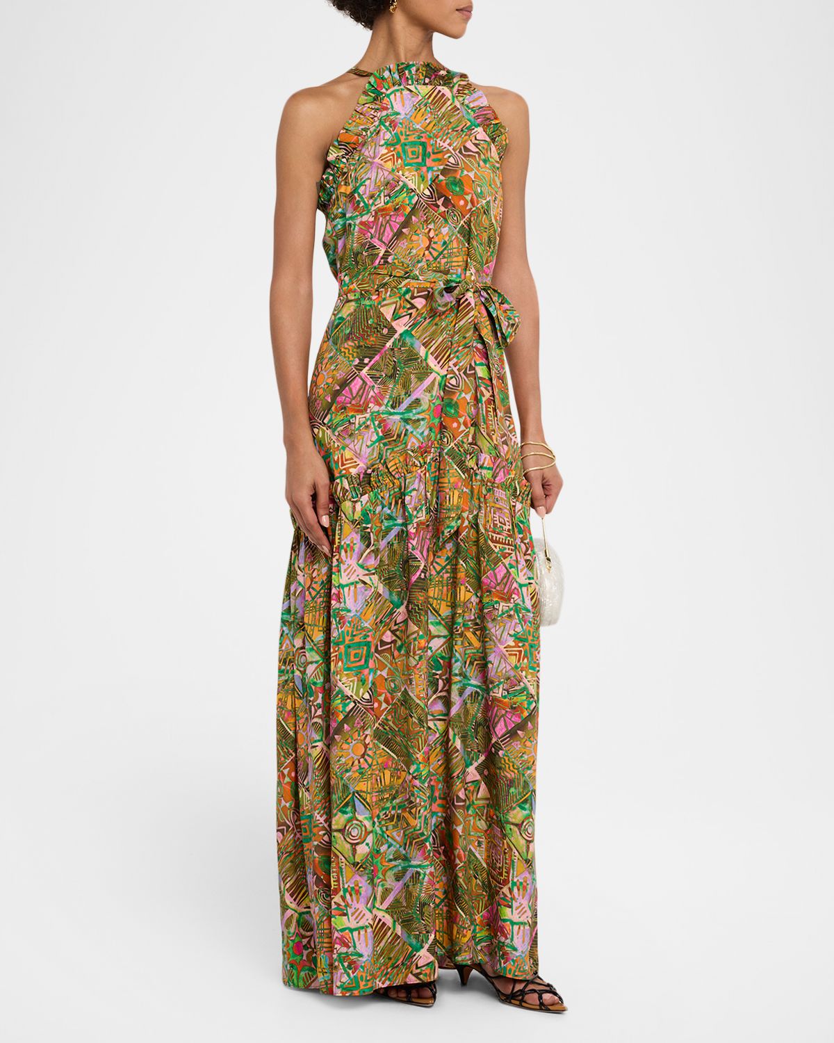 Marie Oliver Tahiti Keenan Ruffle-Trim Maxi Dress