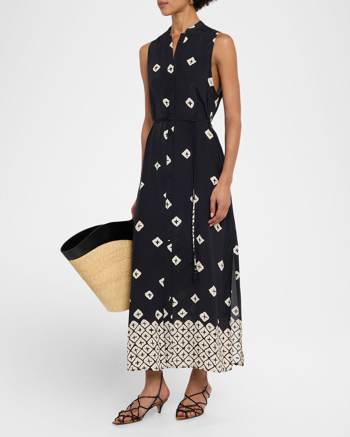 Marie Oliver Kirkley Button-Front Midi Dress