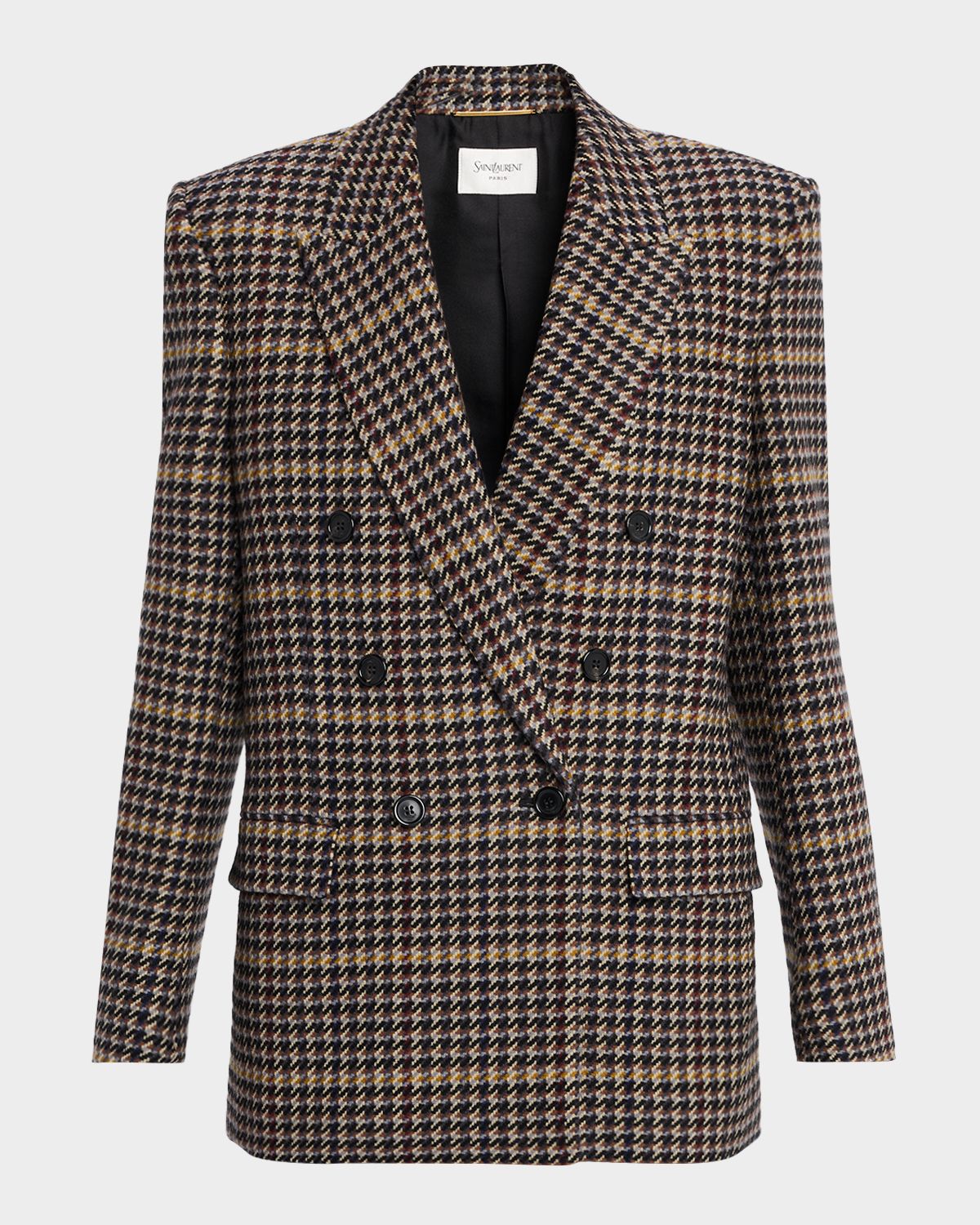 Saint Laurent Houndstooth Check Double-Breasted Jacket
