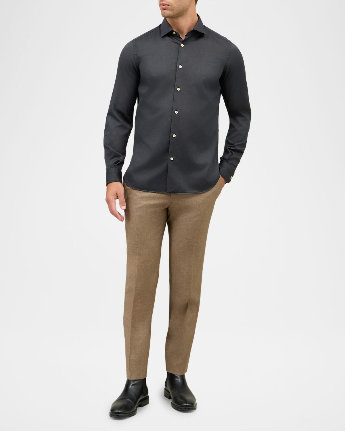 Boglioli Men 's Cotton and Lyocell Slim-Fit Sport Shirt