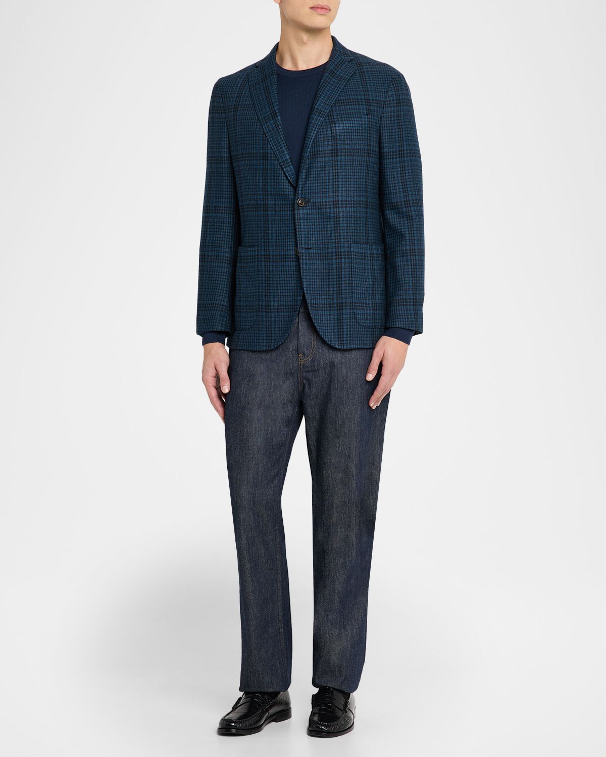 Boglioli Men 's Plaid Wool-Blend Two-Button Blazer