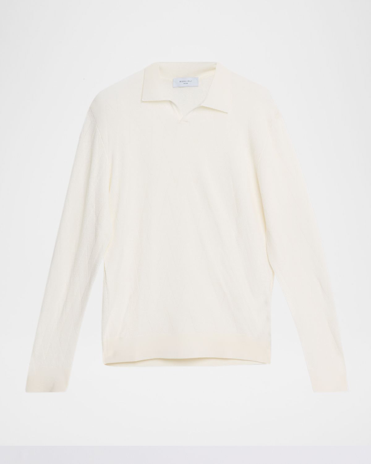 Boglioli Men 's Wool Chevron-Knit Johnny Collar Polo Sweater