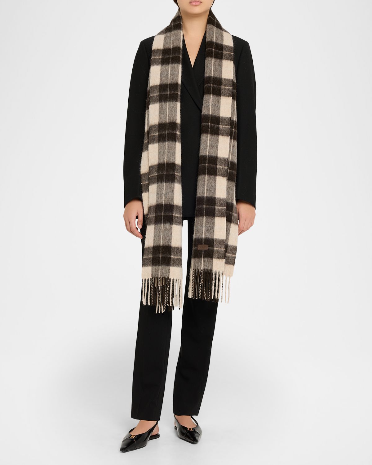 Saint Laurent Llama and Wool Tartan Scarf