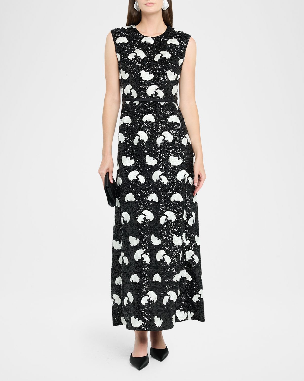 Giambattista Valli Embroidered Sequin Sleeveless Ankle Dress