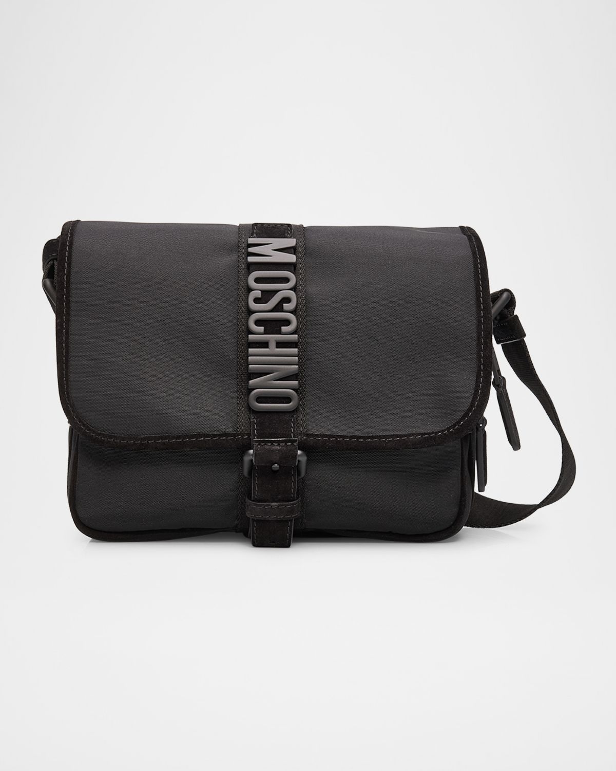 Moschino Men 's Carry Me Cordura Nylon Flap Crossbody Bag