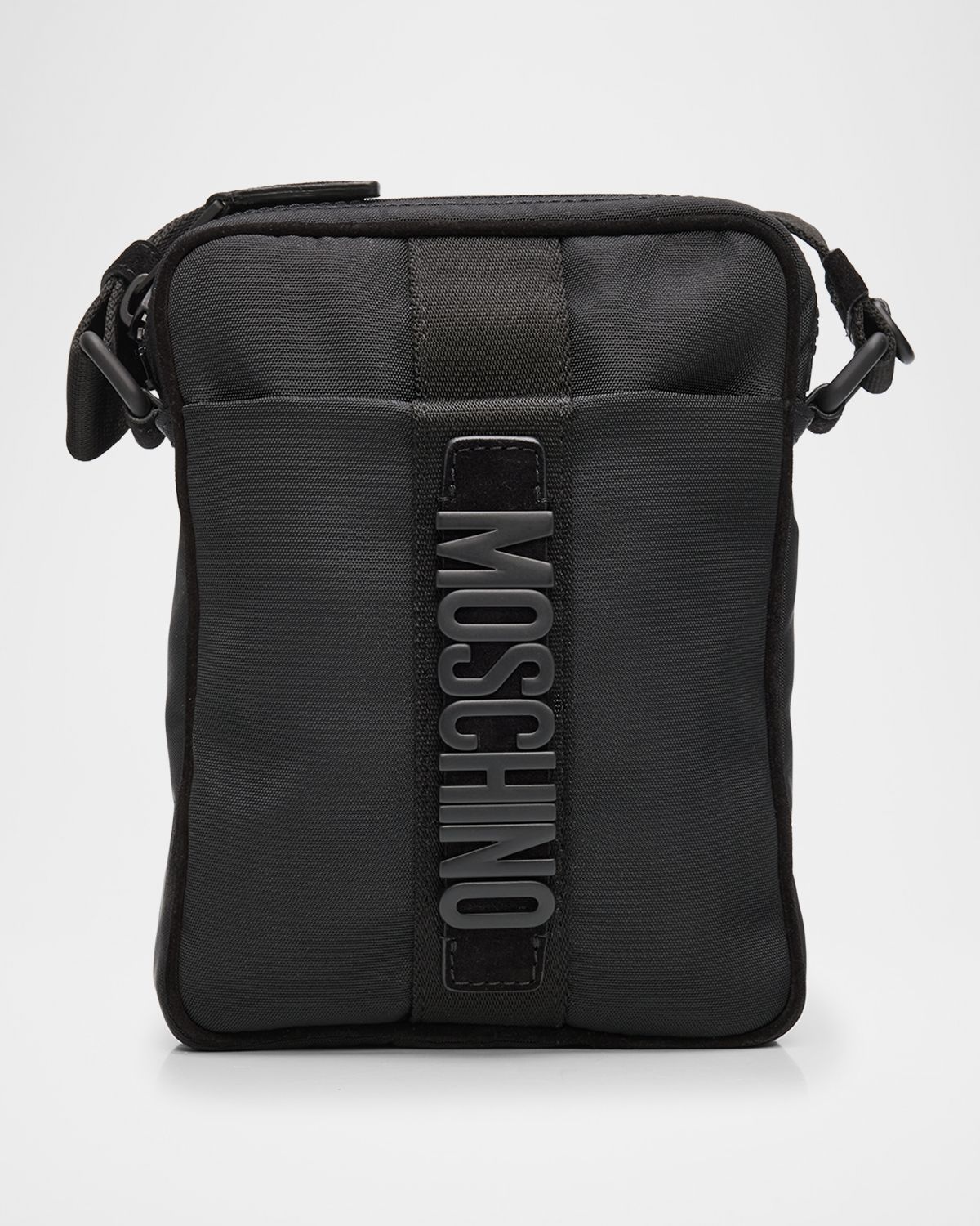 Moschino Men 's Carry Me Nylon Suede-Trim Crossbody Bag