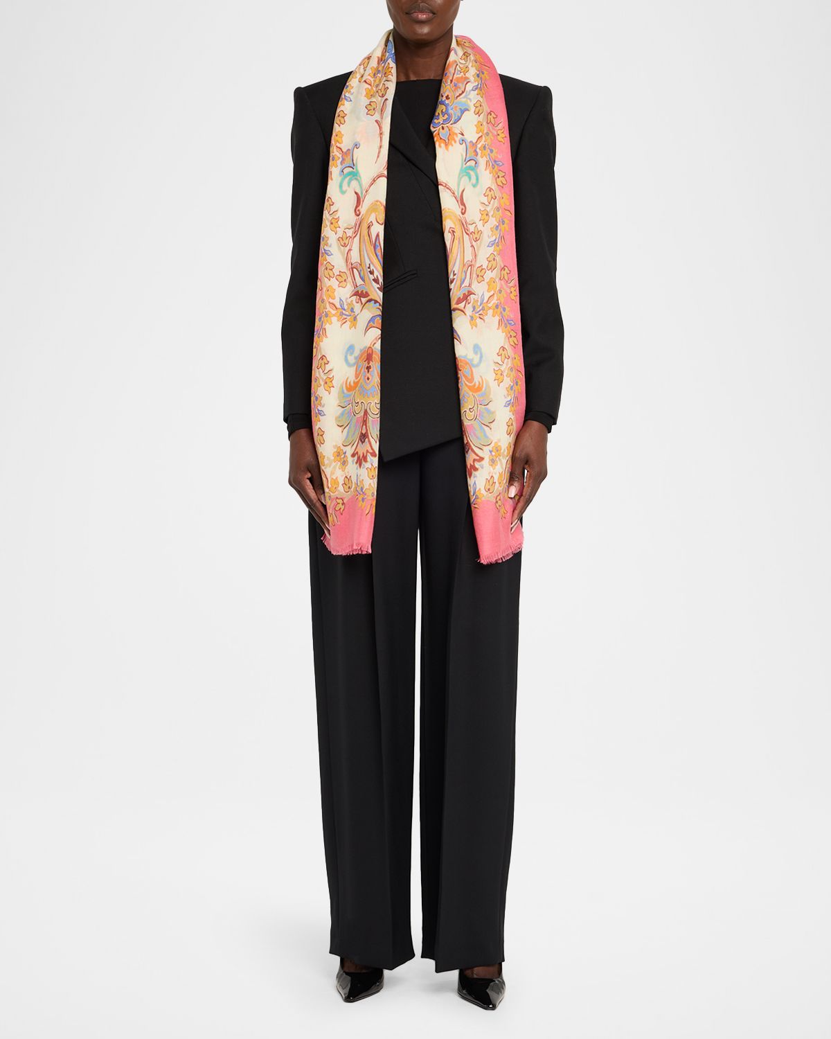 Etro Paisley Cashmere-Silk Scarf