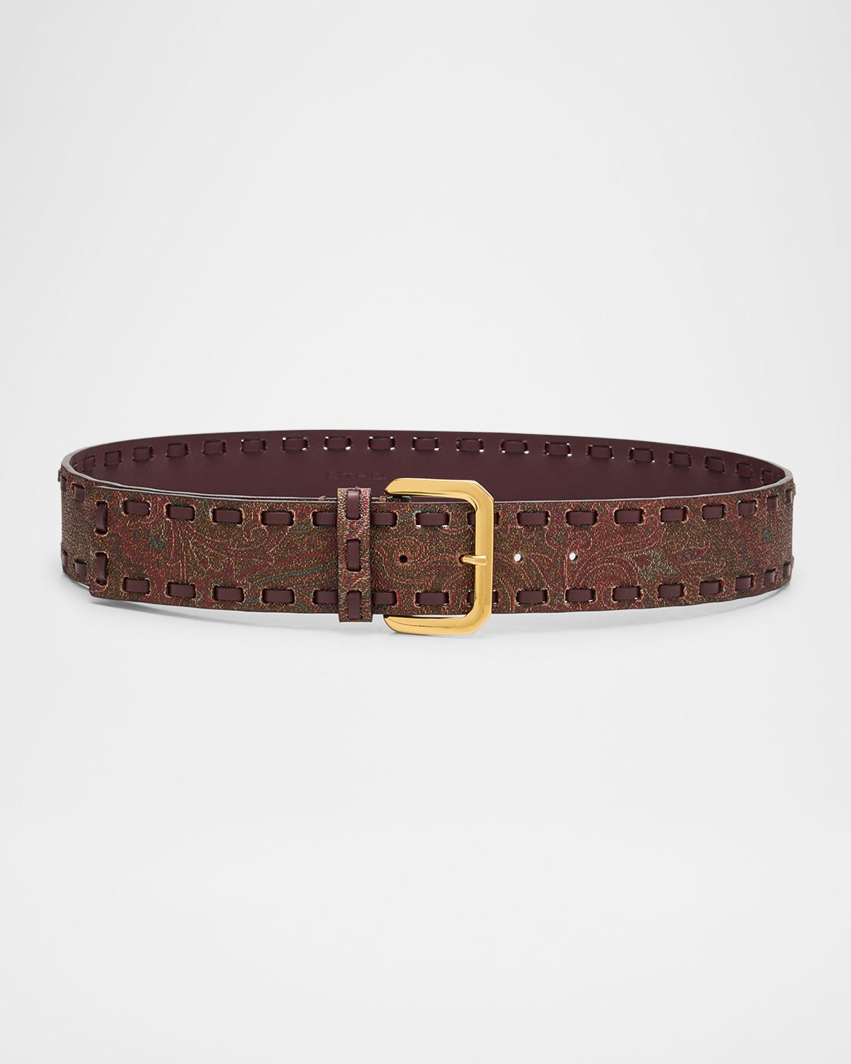 Etro Threaded Arnica-Print Leather Belt