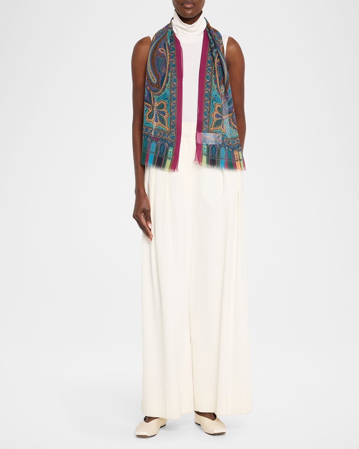 Etro Paisley Sheer Silk Scarf