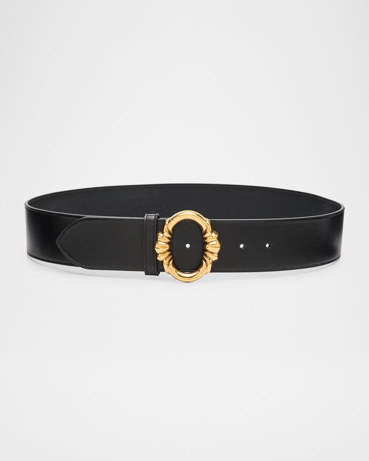 Etro Circle-Buckle Leather Belt