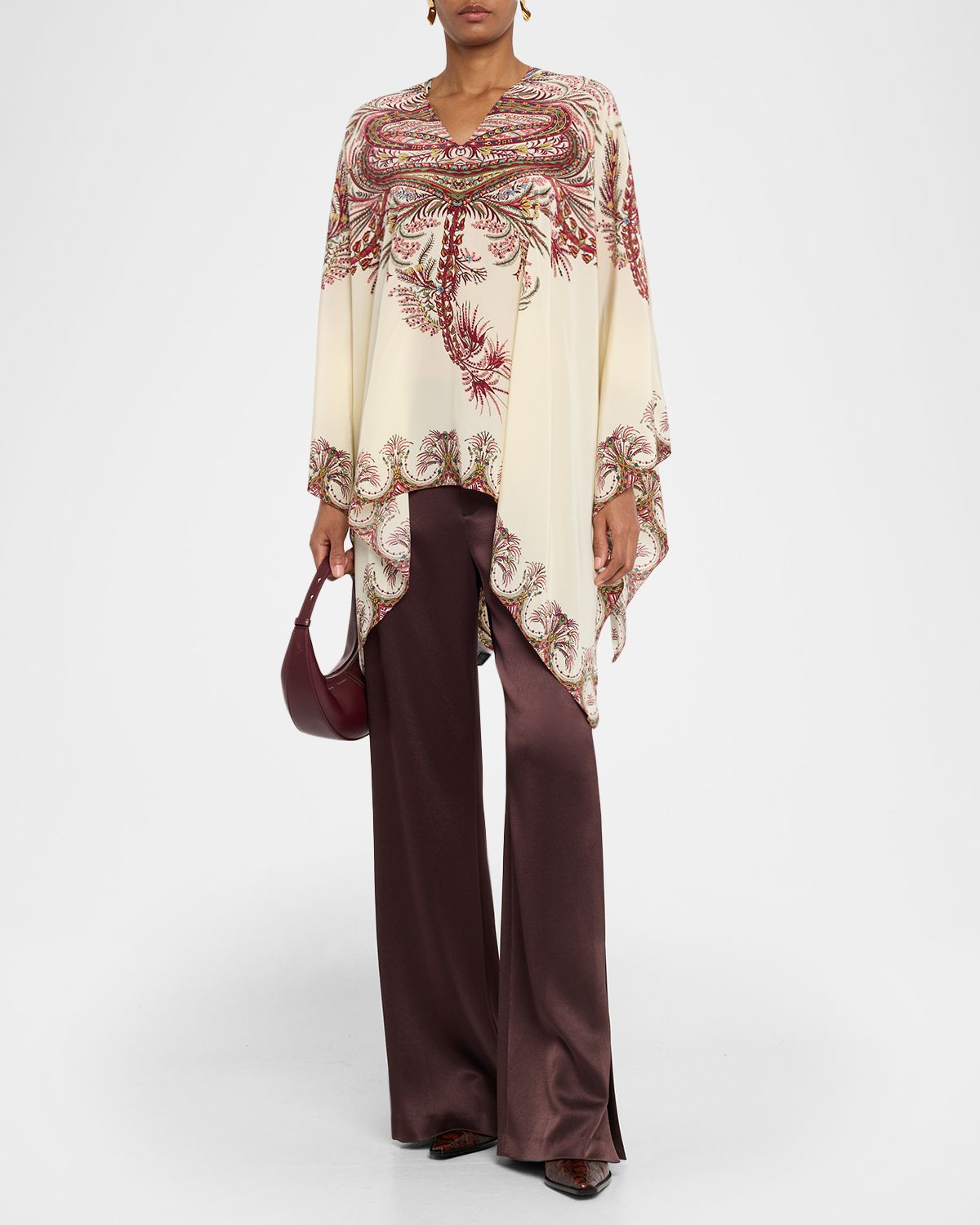 Etro Printed Silk Poncho