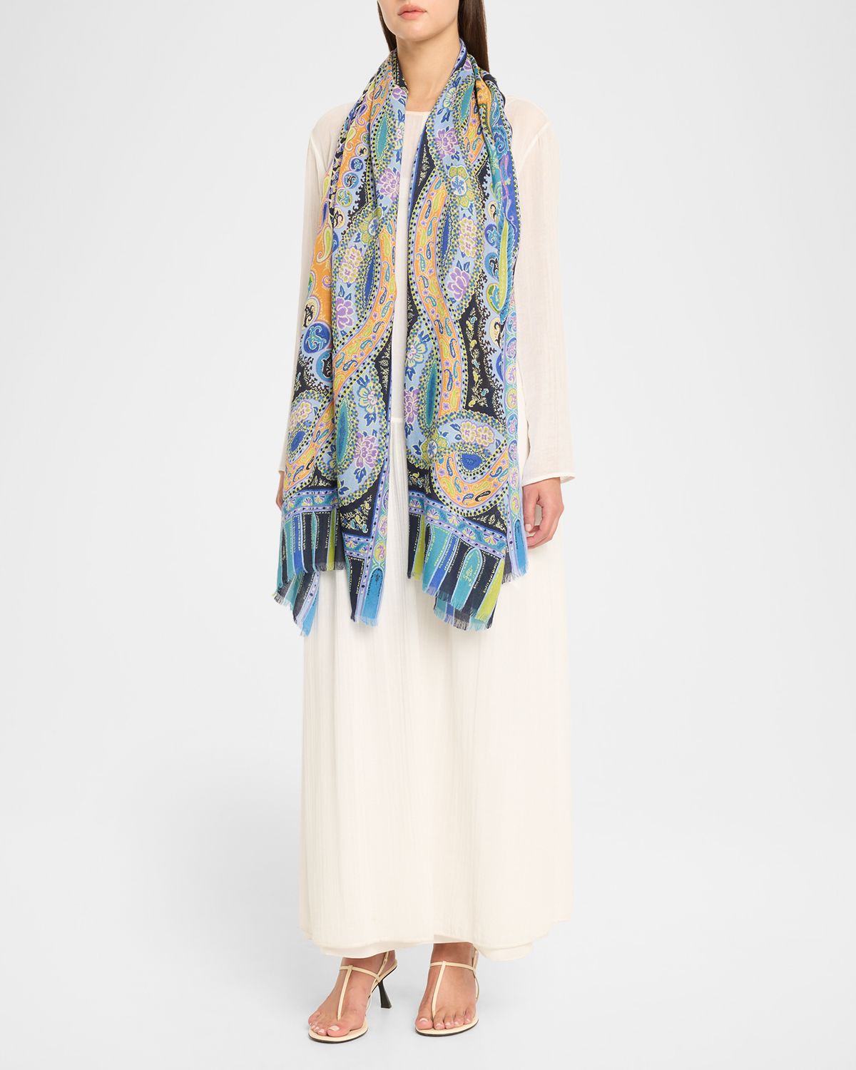 Etro Paisley Wool-Silk Scarf