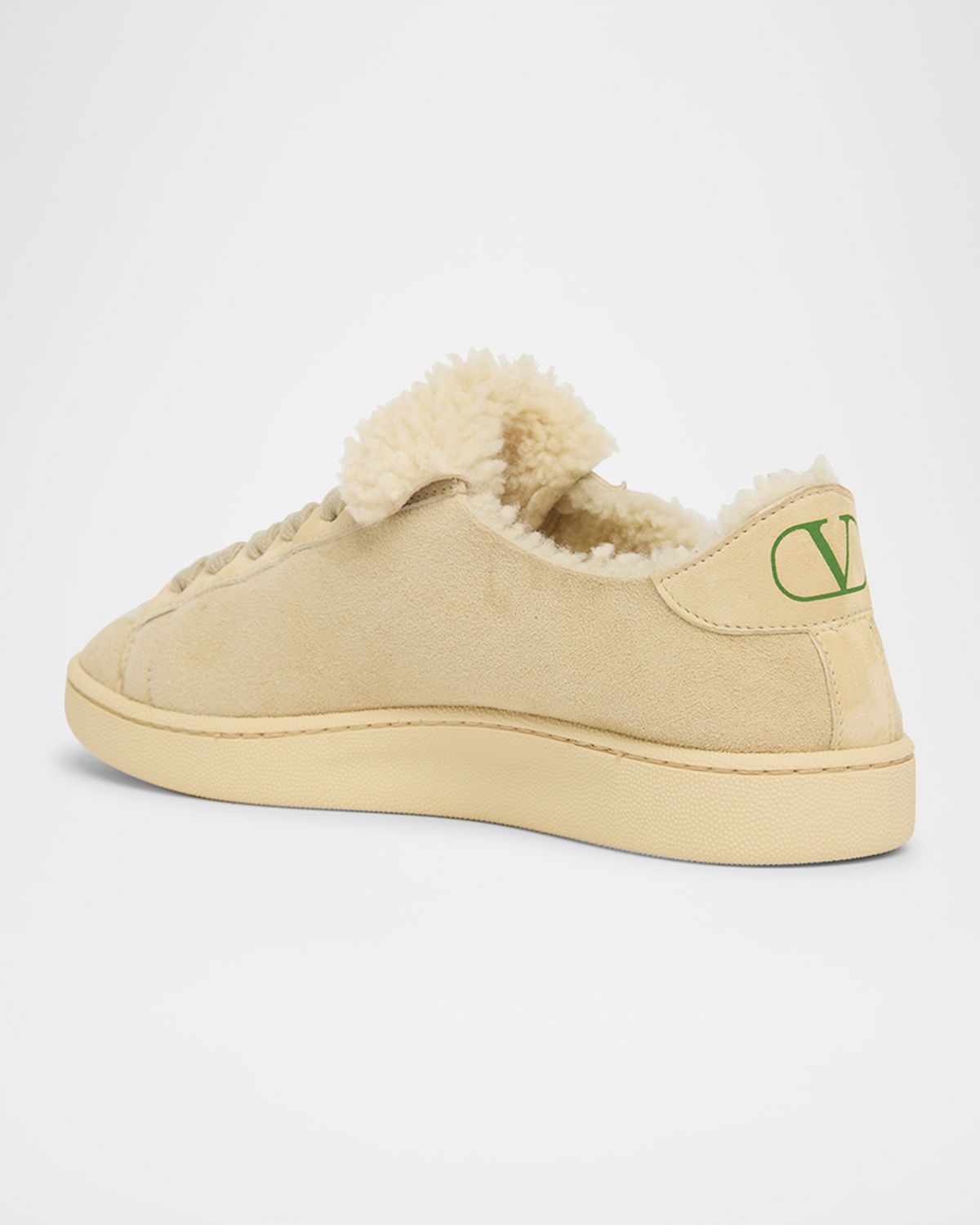 Valentino Garavani VLogo Shearling-Lined Suede Low-Top Sneakers