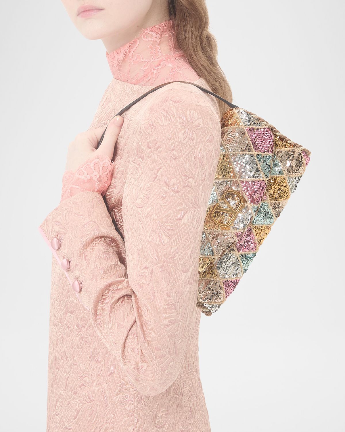Valentino Garavani Vain Small Diamond Sequin-Embroidered Shoulder Bag | Thumbnail 7