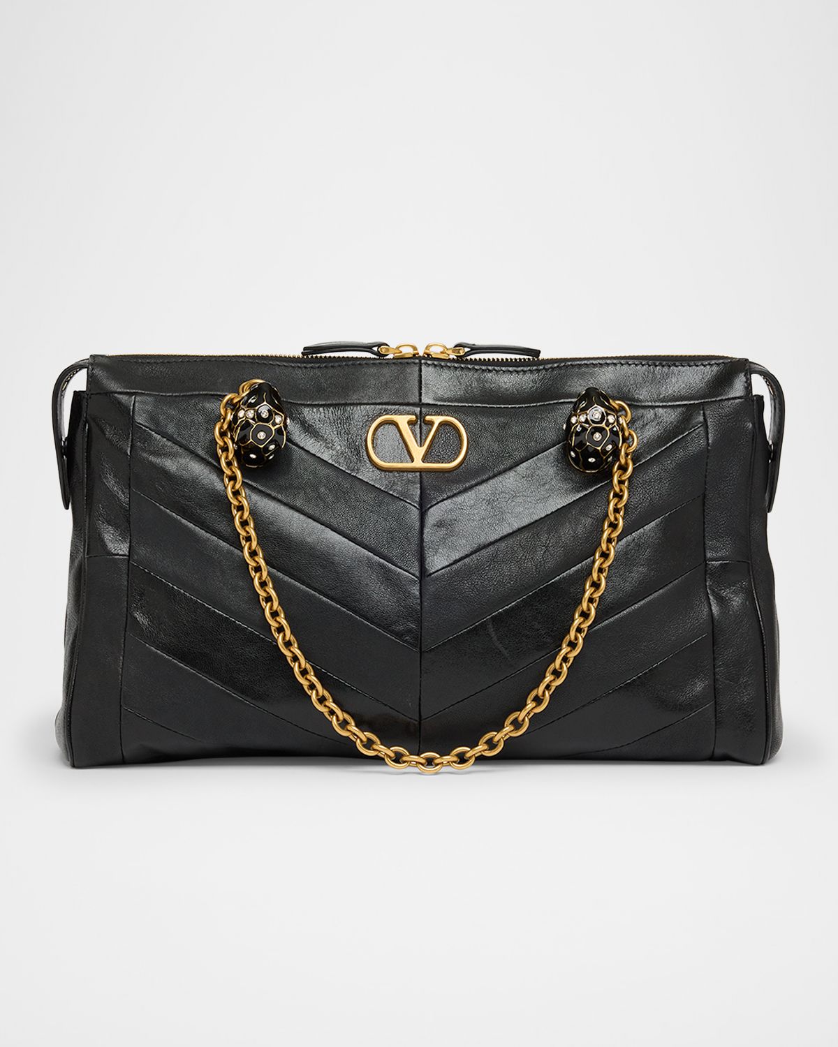 Valentino Garavani Panthea Medium Patchwork Chevron Shoulder Bag