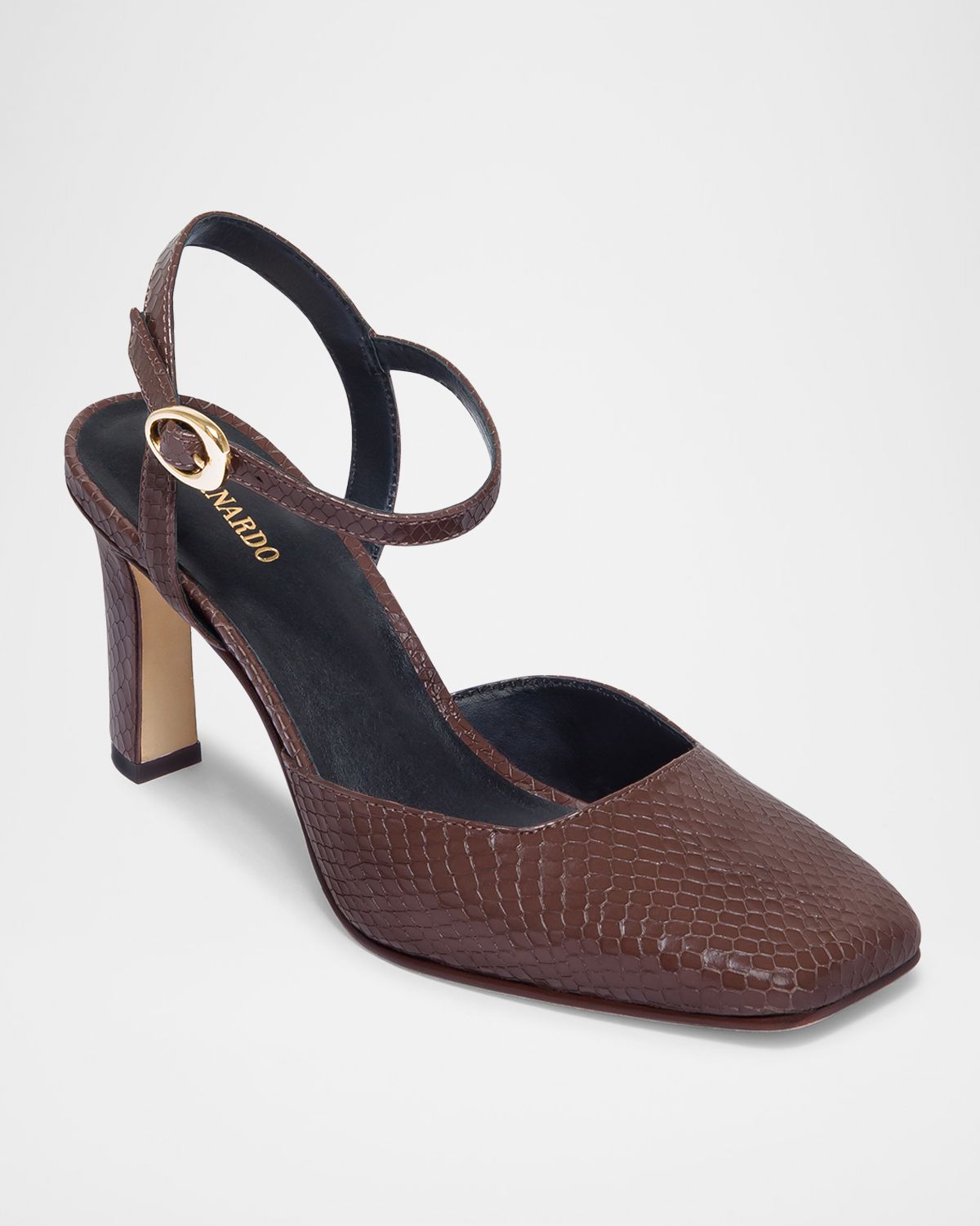 Bernardo Gama Snake-Embossed Leather Pumps