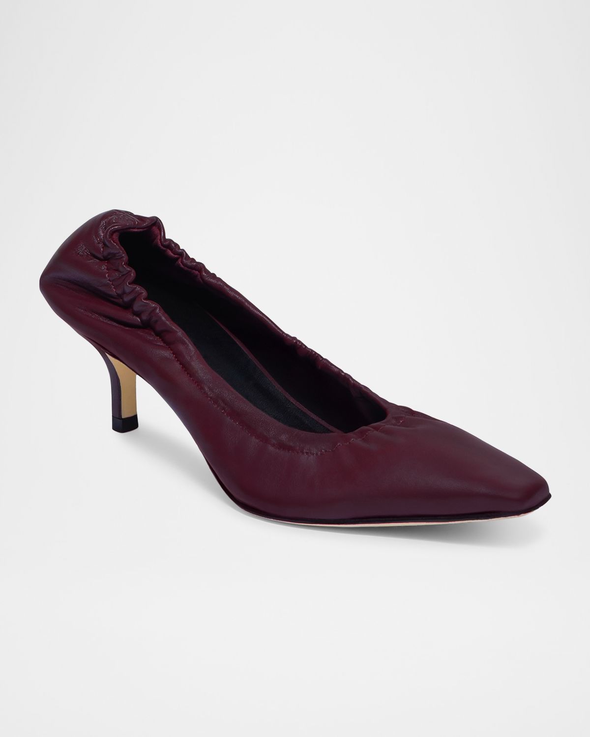 Bernardo Manu Ruched Leather Snip-Toe Pumps