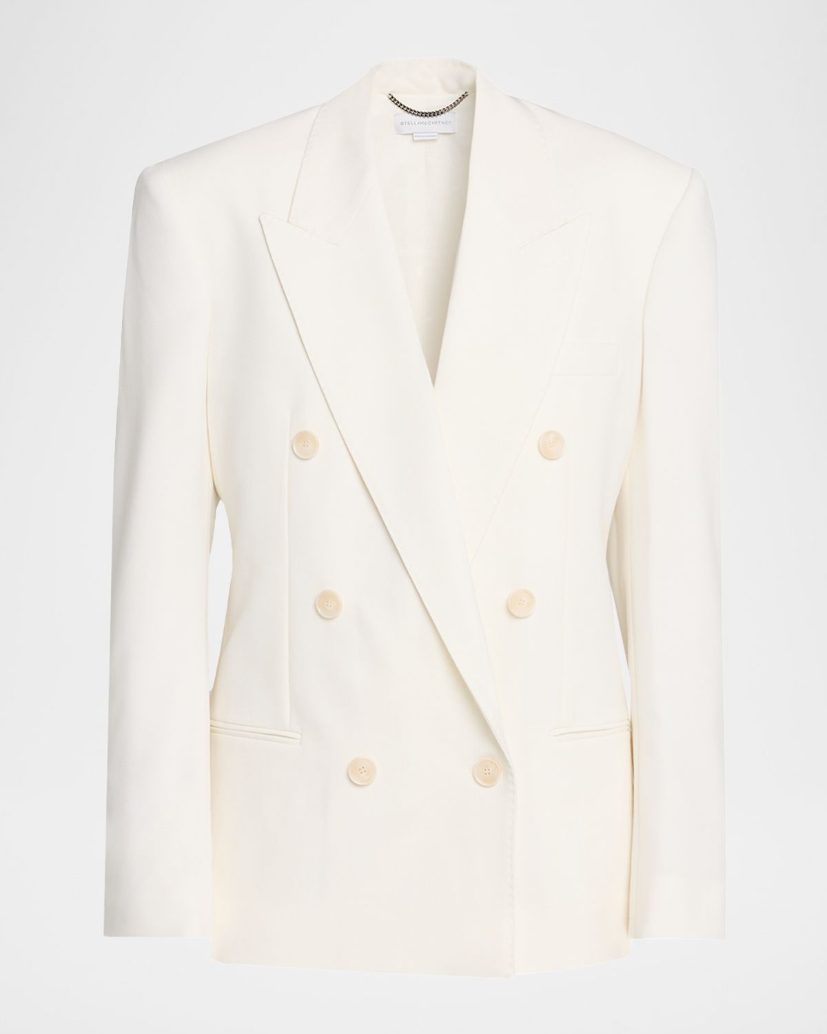 Stella McCartney Double-Breasted Wool Canvas Tuxedo Blazer