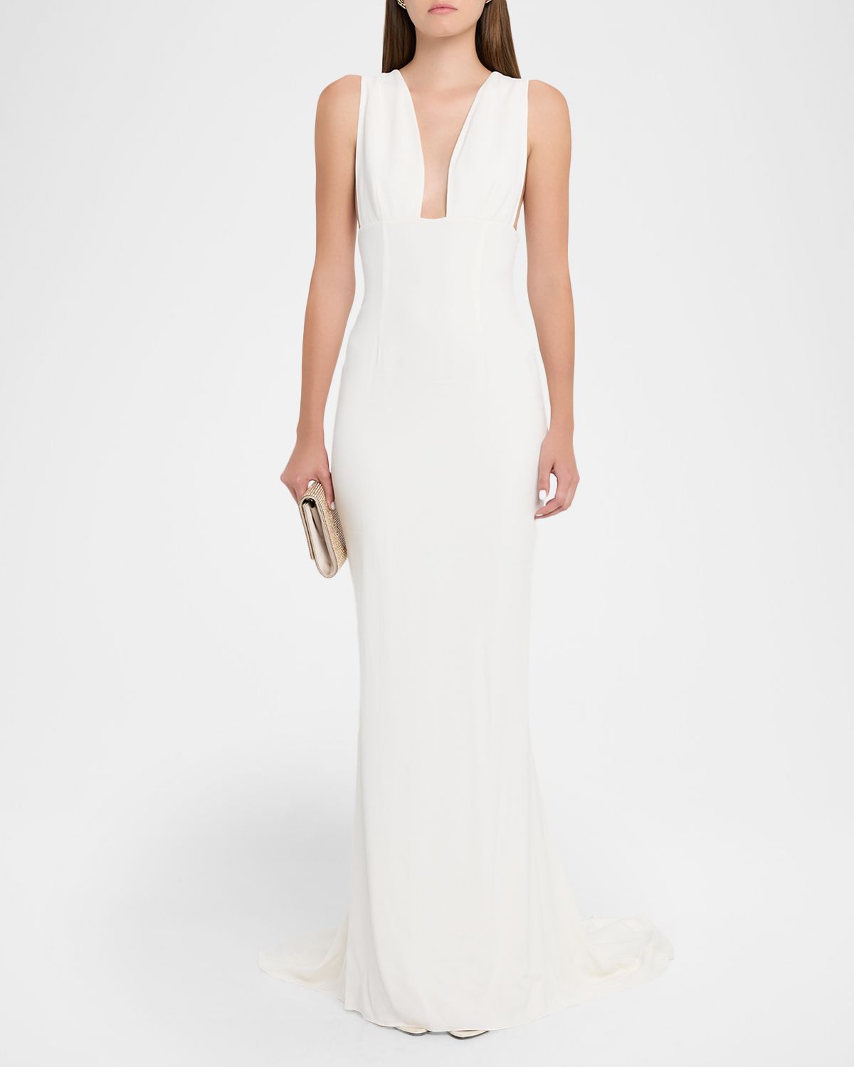 Stella McCartney Plunging Sleeveless Sculpted Trumpet Gown
