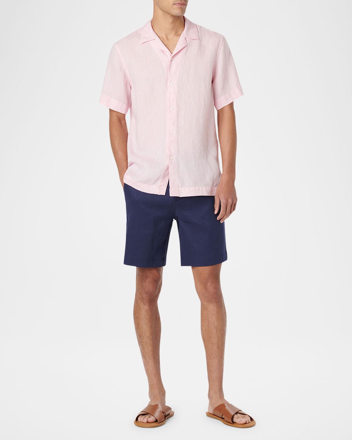 Bugatchi Men 's Jackson Linen Camp Shirt