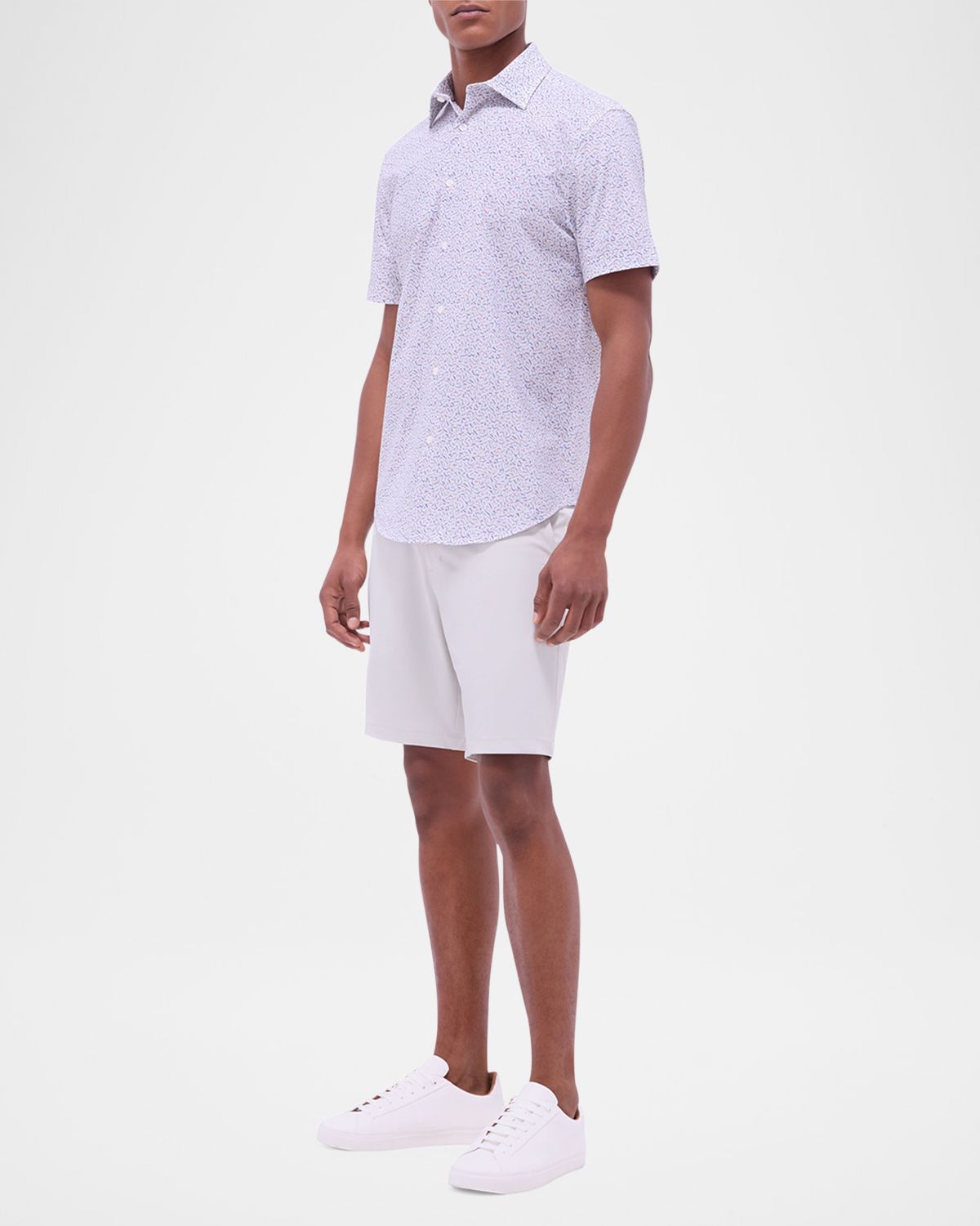 Bugatchi Men 's Miles OoohCotton Micro-Geometric Short-Sleeve Shirt