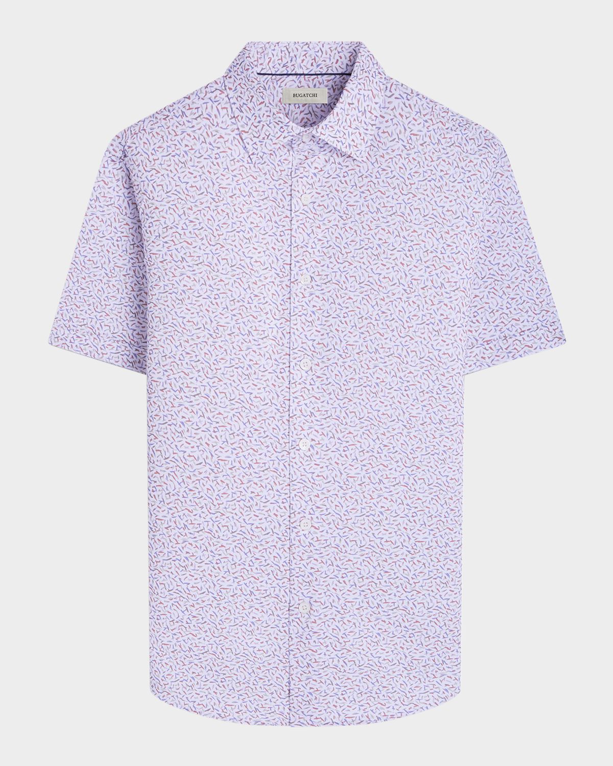 Bugatchi Men 's Miles OoohCotton Micro-Geometric Short-Sleeve Shirt