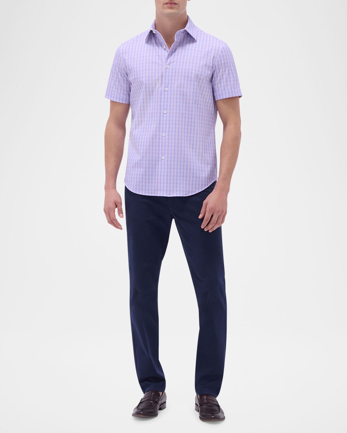 Bugatchi Men 's Miles OoohCotton Plaid Short-Sleeve Shirt