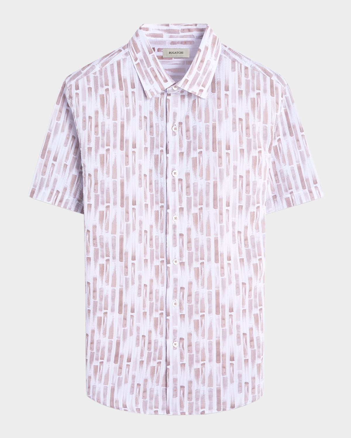 Bugatchi Men 's Orson Seersucker Geometric Short-Sleeve Shirt