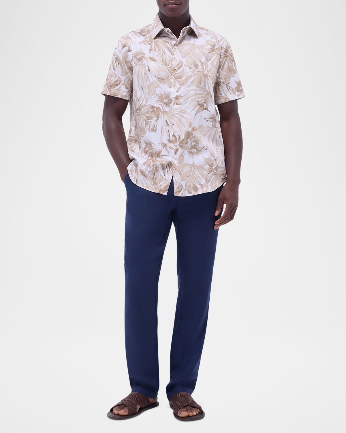 Bugatchi Men 's Woven Floral Short-Sleeve Shirt